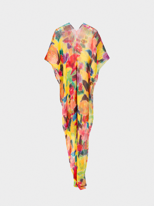 Issey Miyake Pleats Please 2000s Multicolour Pixel-Printed Madame-T Cape Shawl