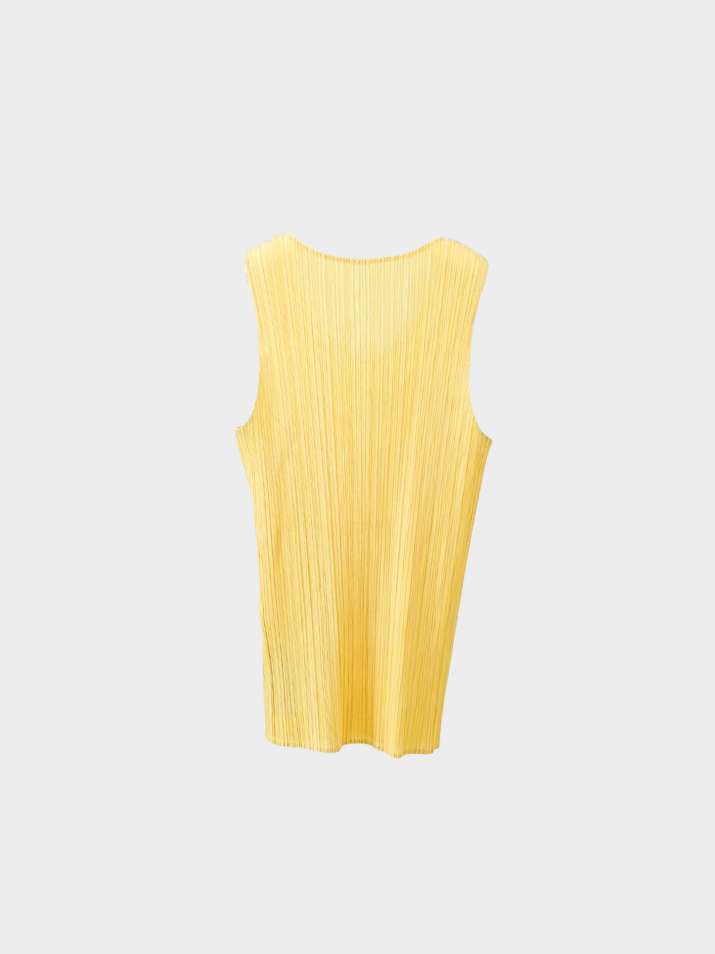 Issey Miyake 2000s Yellow Pleats Please Sleeveless Top
