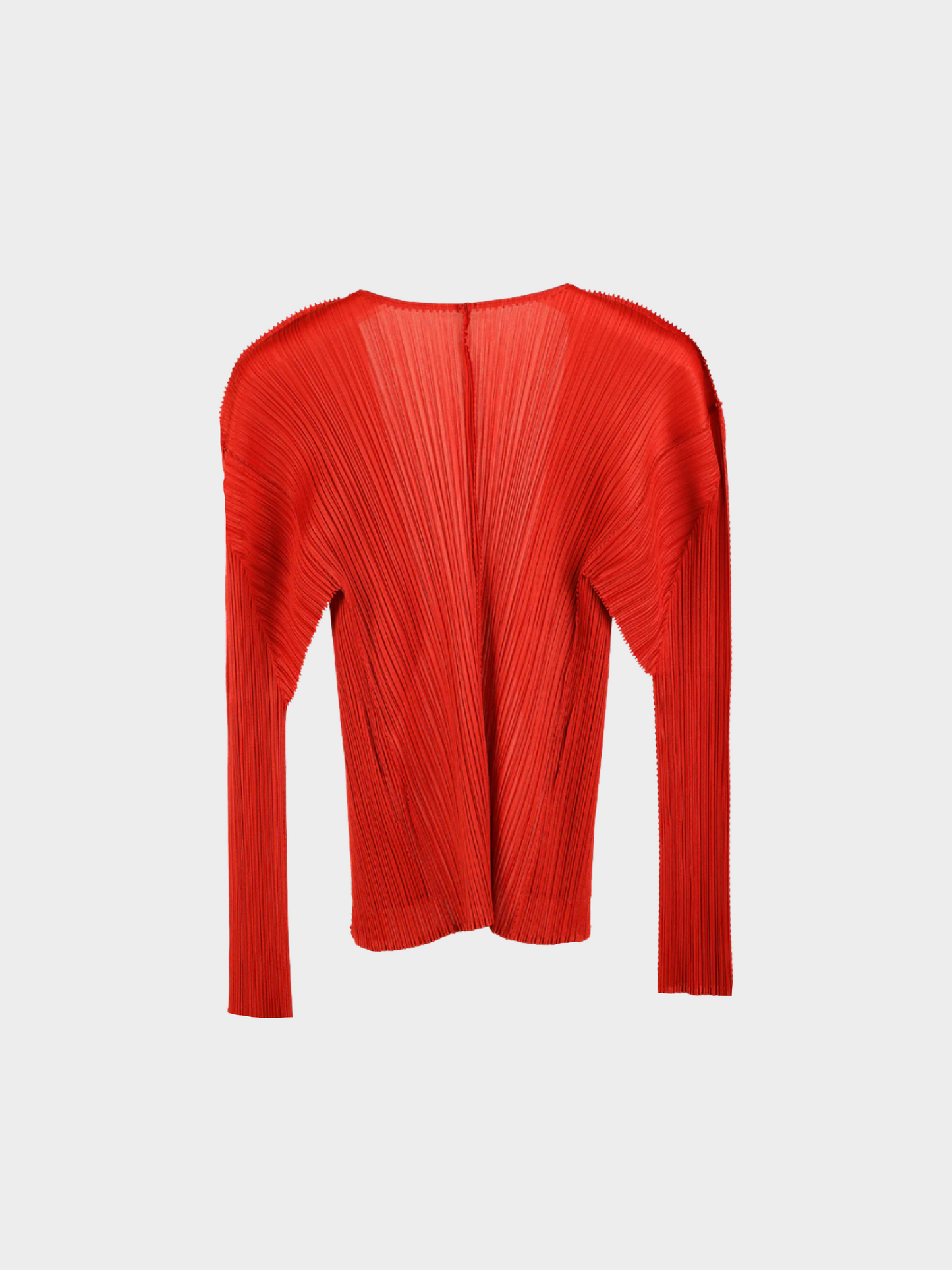 Issey Miyake Pleats Please 2000s Rust Red Pleated Open-Front Cardigan