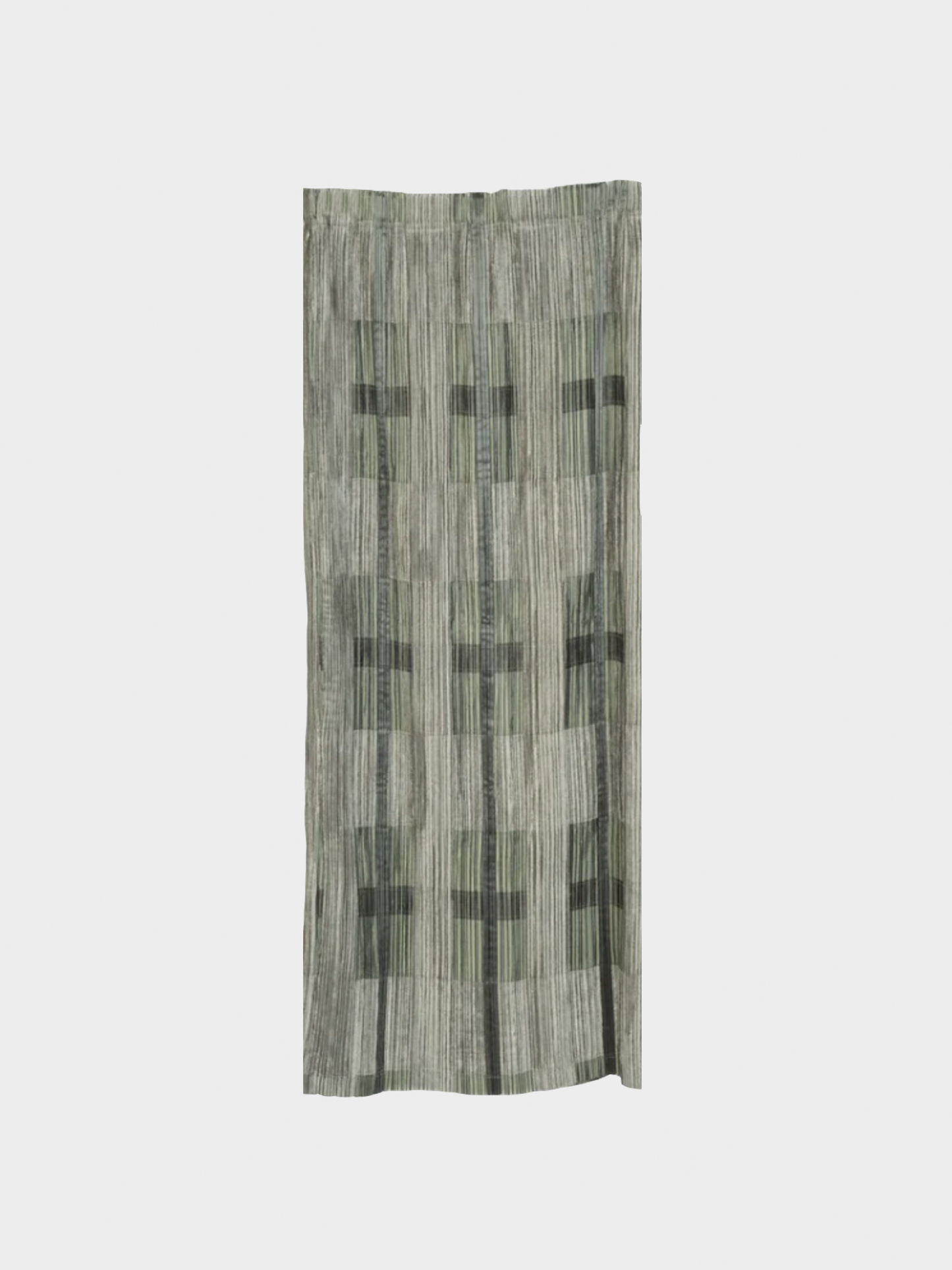 Issey Miyake 2000s Green Velvet and Satin Plaid Pleated Maxi Skirt