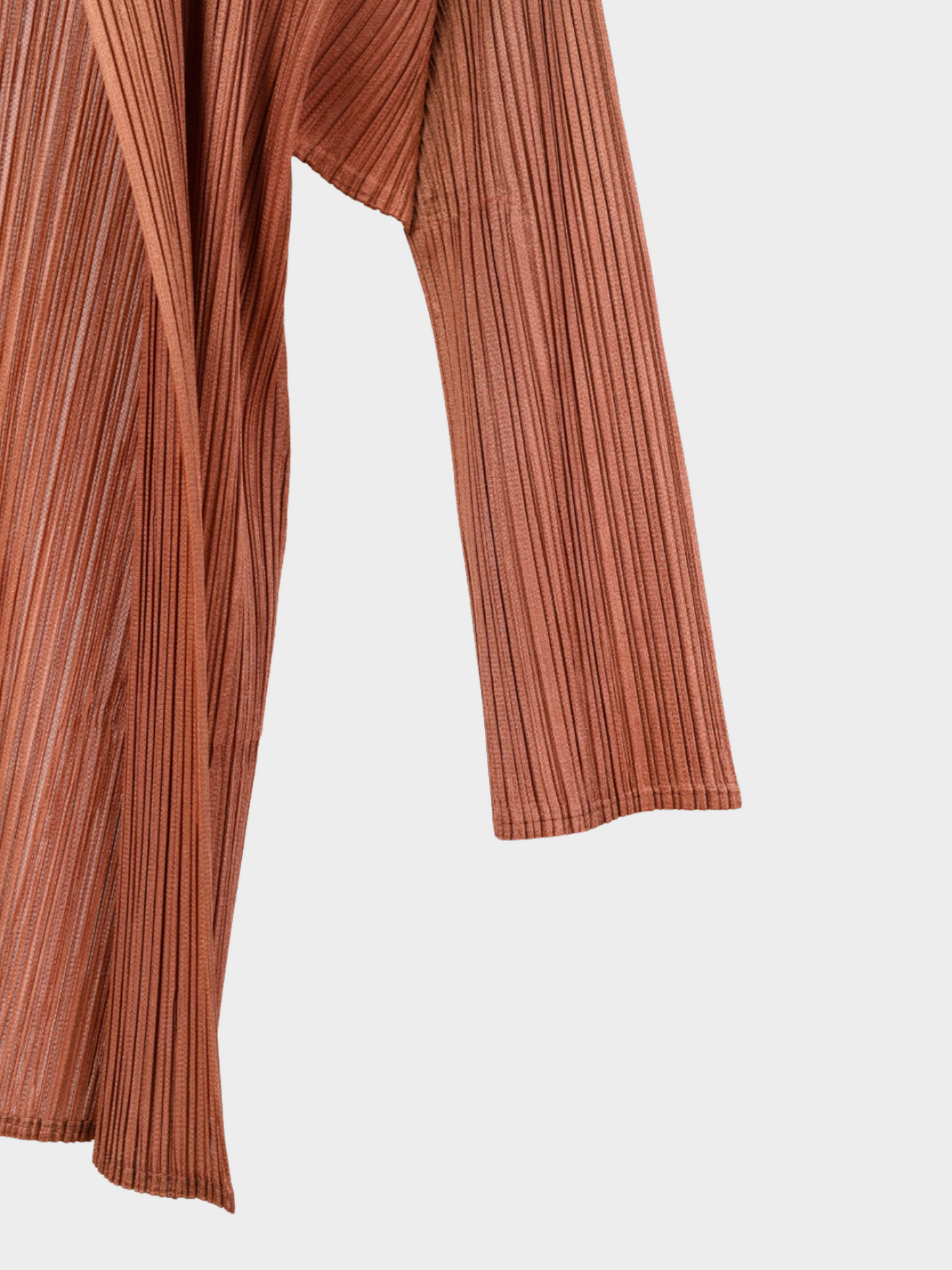 Issey Miyake Pleats Please 2000s Terracotta Open-Front Cardigan