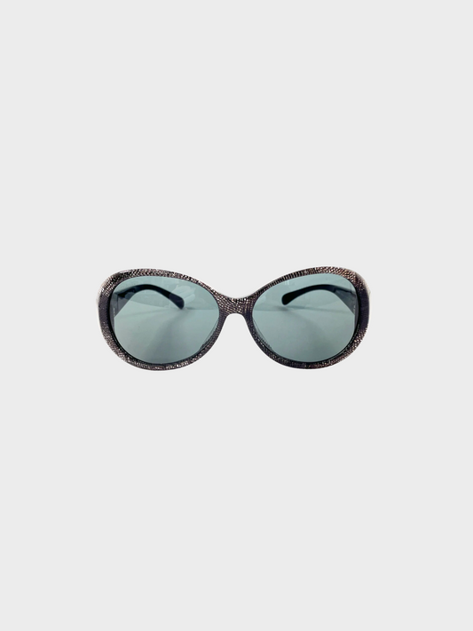 Chanel 2000s Black Coco Mark Sunglasses