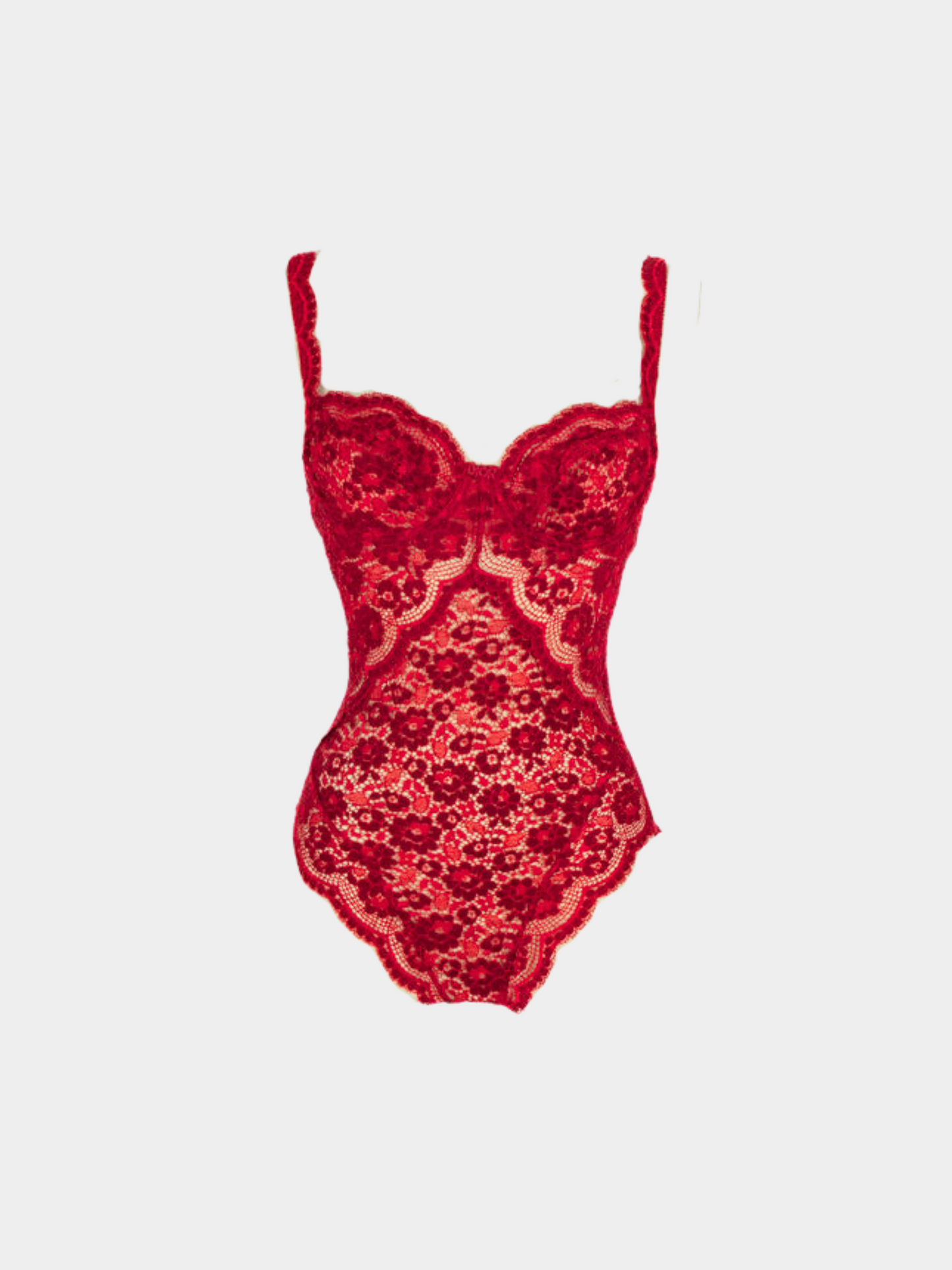 Christian Dior 2000s Red Lace Lingerie Bodysuit