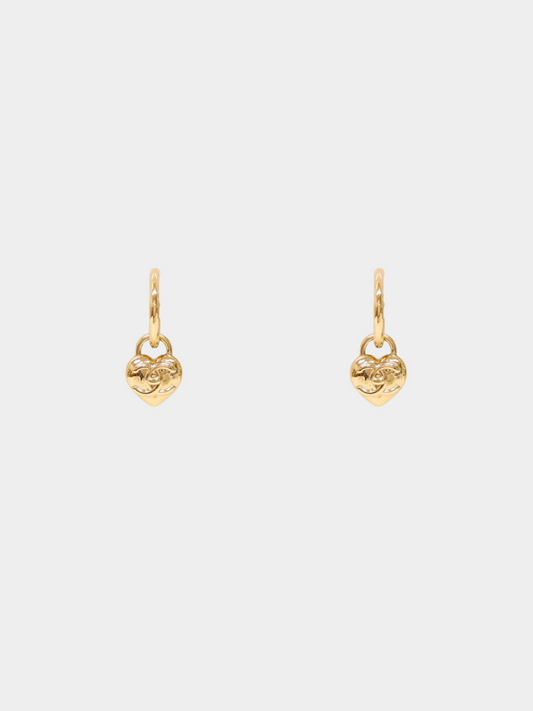 Chanel 2010s Gold CC Heart Clip-on Earrings