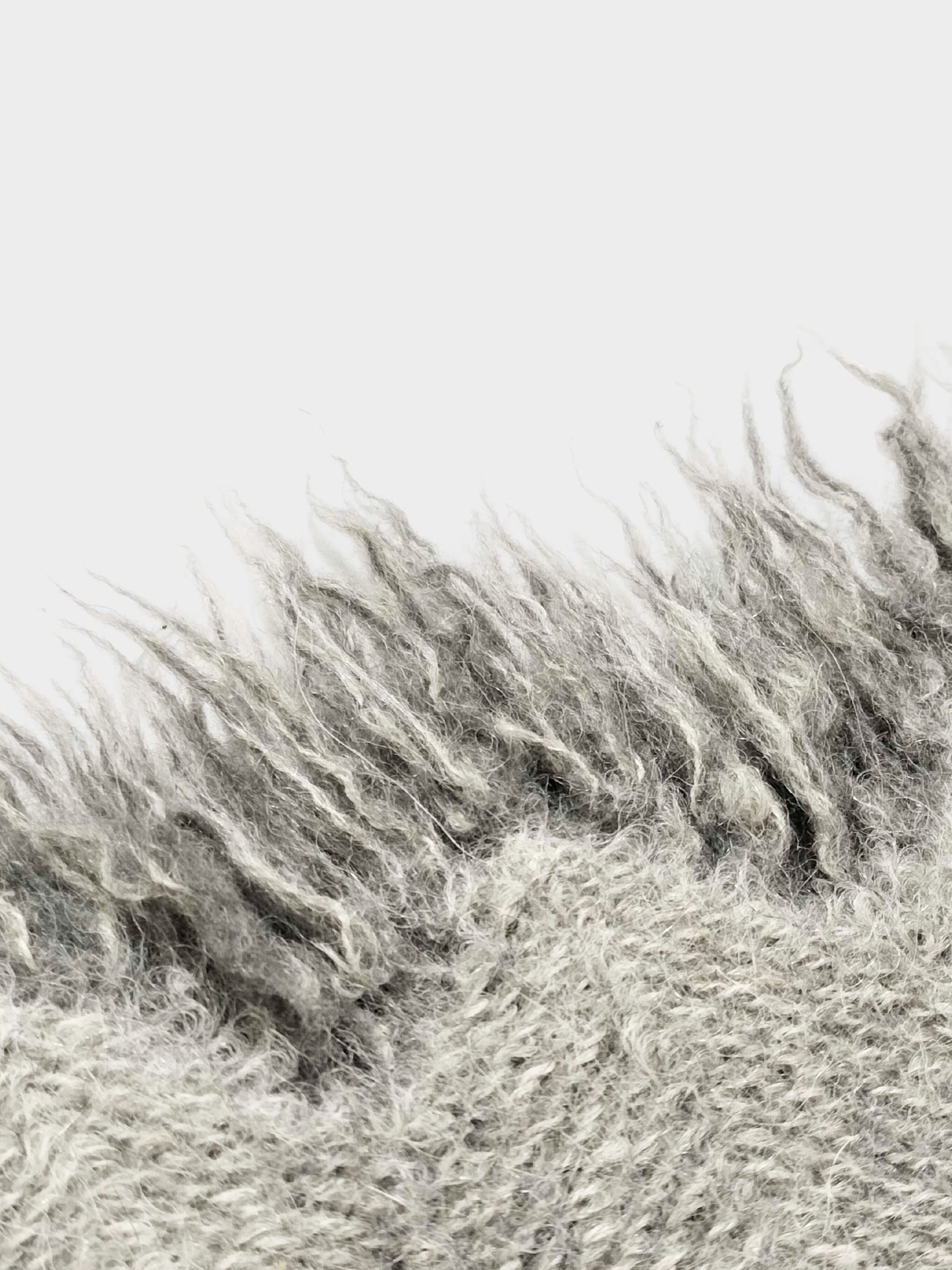 Issey Miyake 2000s Grey Wool Blanket Fur Fringe Skirt
