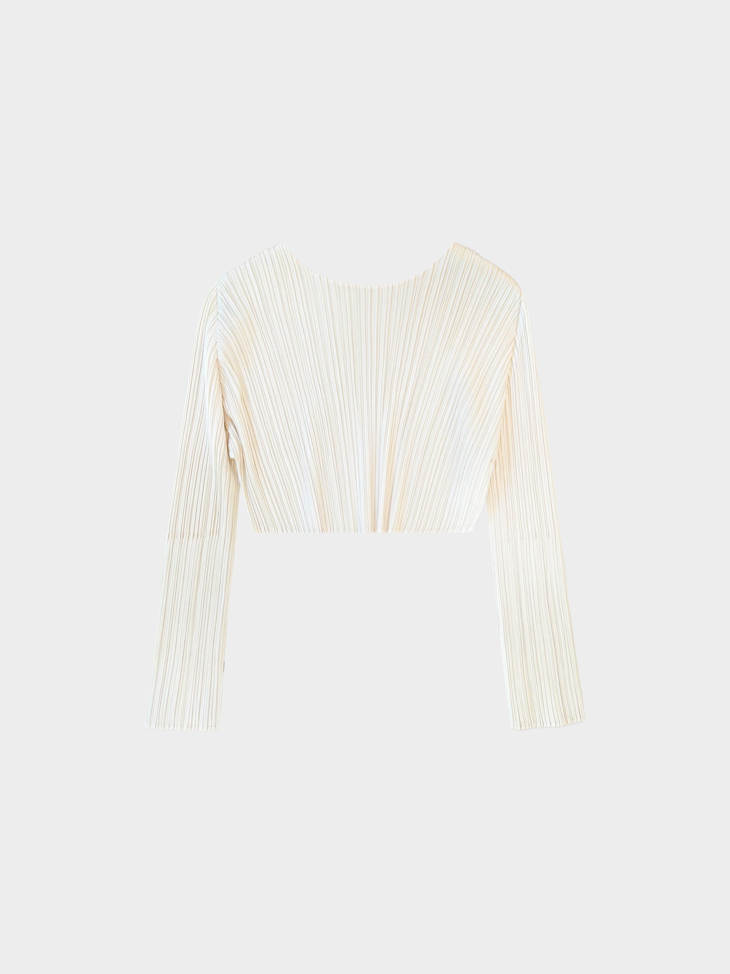 Issey Miyake 2021 Beige Long Sleeve Cropped Top