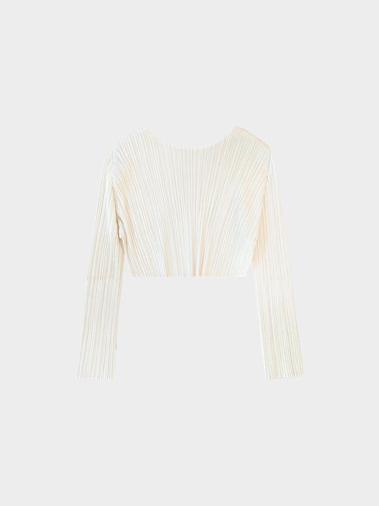 Issey Miyake 2021 Beige Long Sleeve Cropped Top