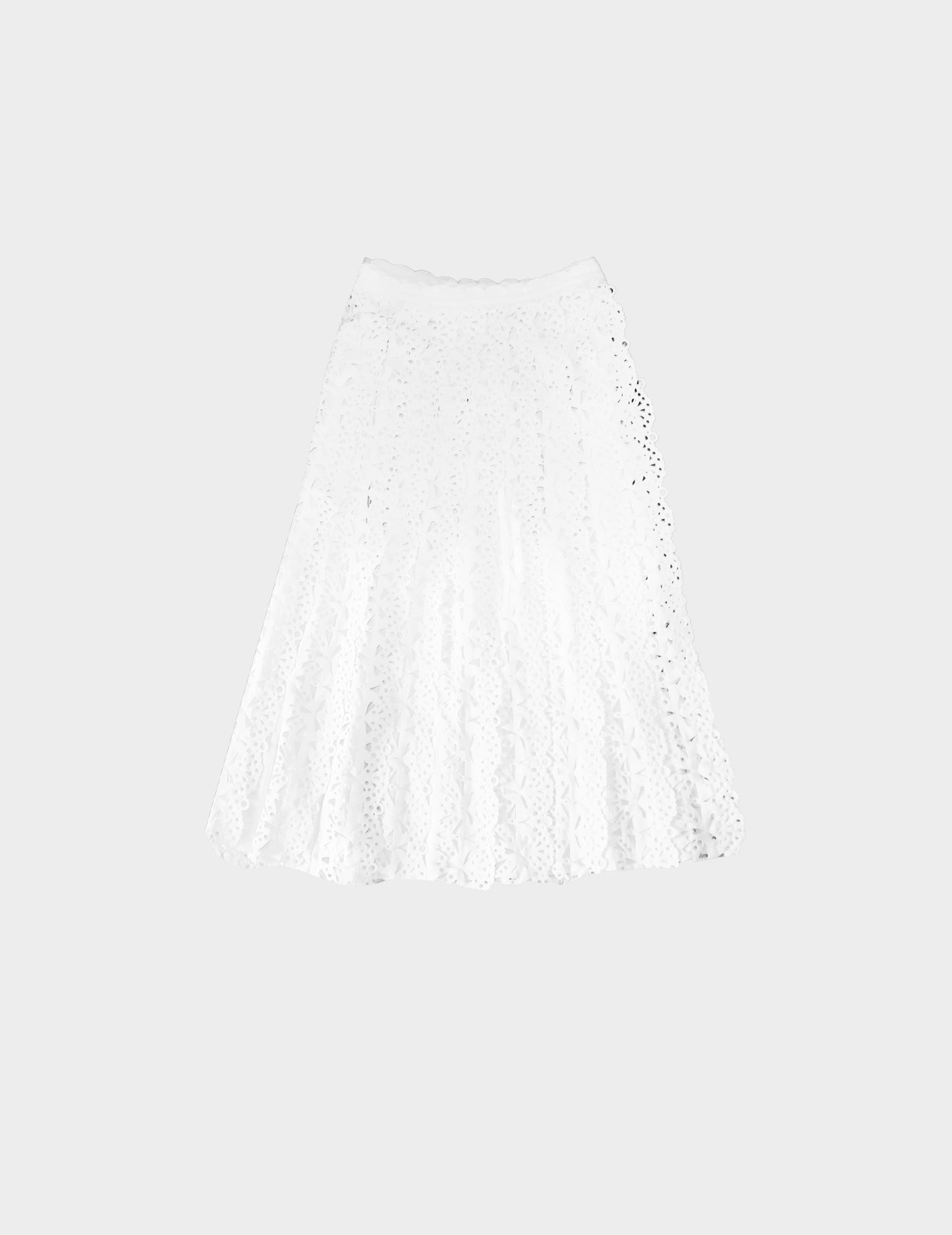 Issey Miyake Fête 2010s White Laser Cut Skirt