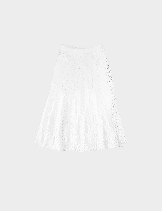 Issey Miyake Fête 2010s White Laser Cut Skirt