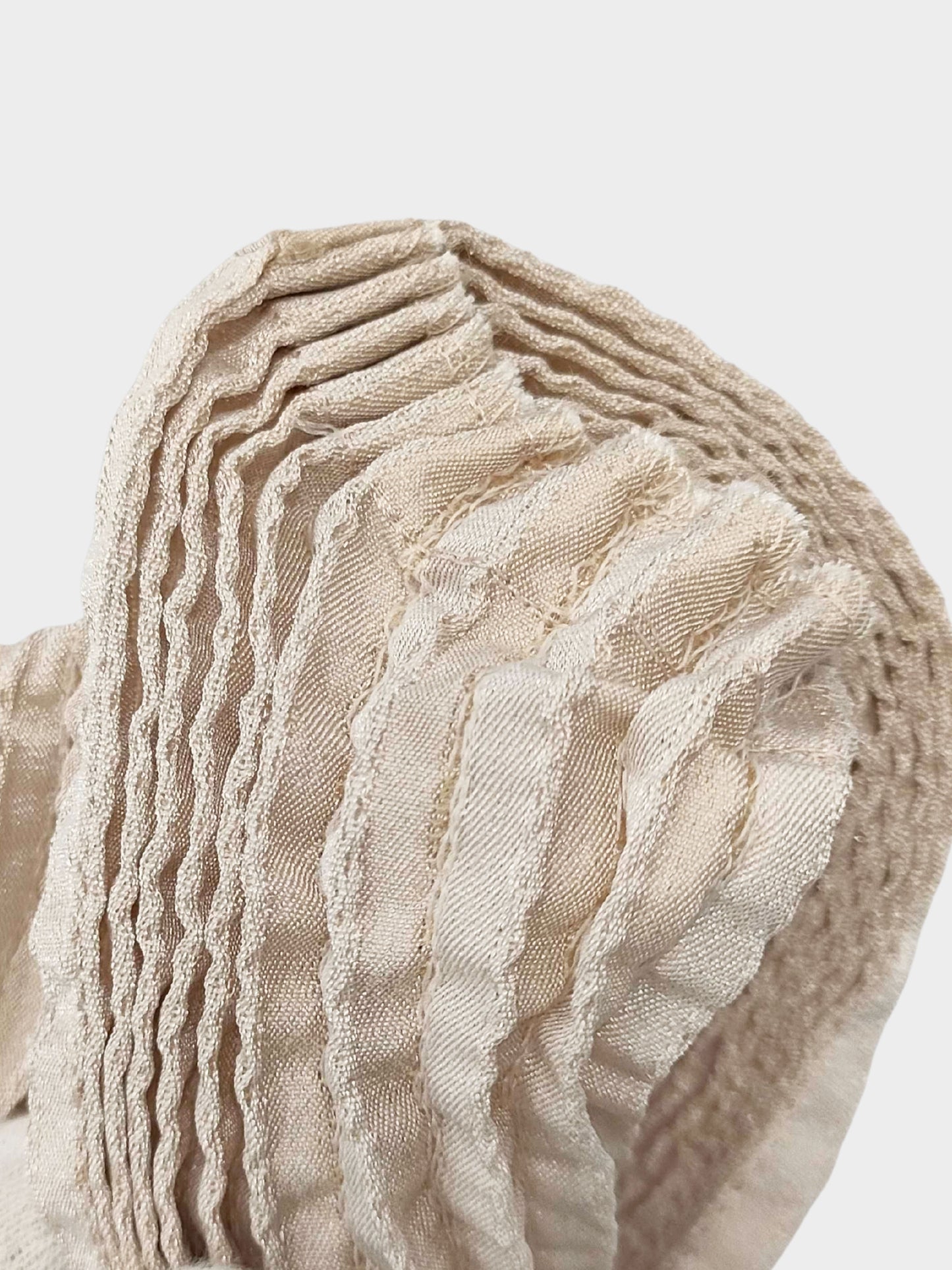 Issey Miyake Late 2010s Beige 3D Steam Stretch Pleated Wave Top