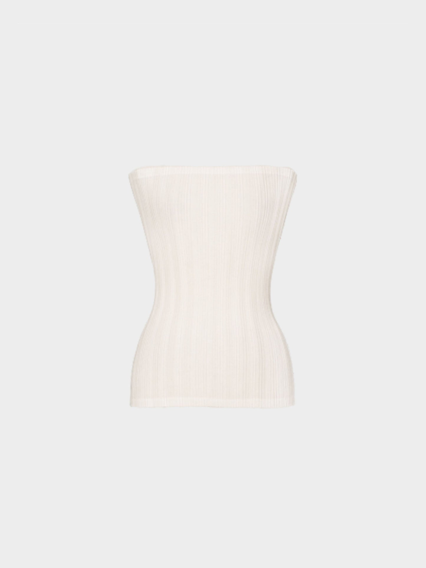 Issey Miyake 2019 Pleats Please White Pleated Tube Top
