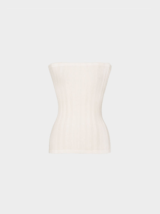 Issey Miyake 2019 Pleats Please White Pleated Tube Top