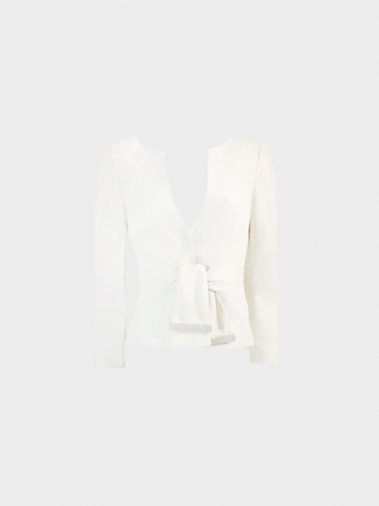 Valentino 2000s Beige Leather Tie Up Jacket