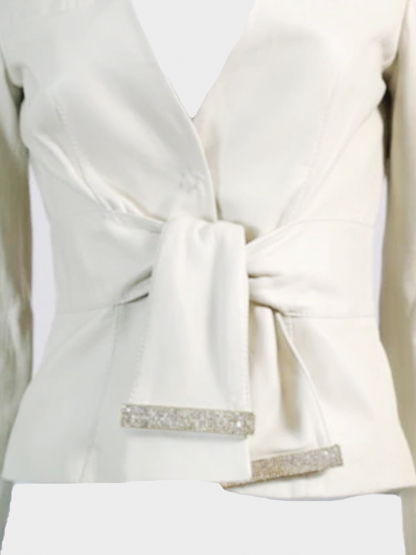 Valentino 2000s Beige Leather Tie Up Jacket