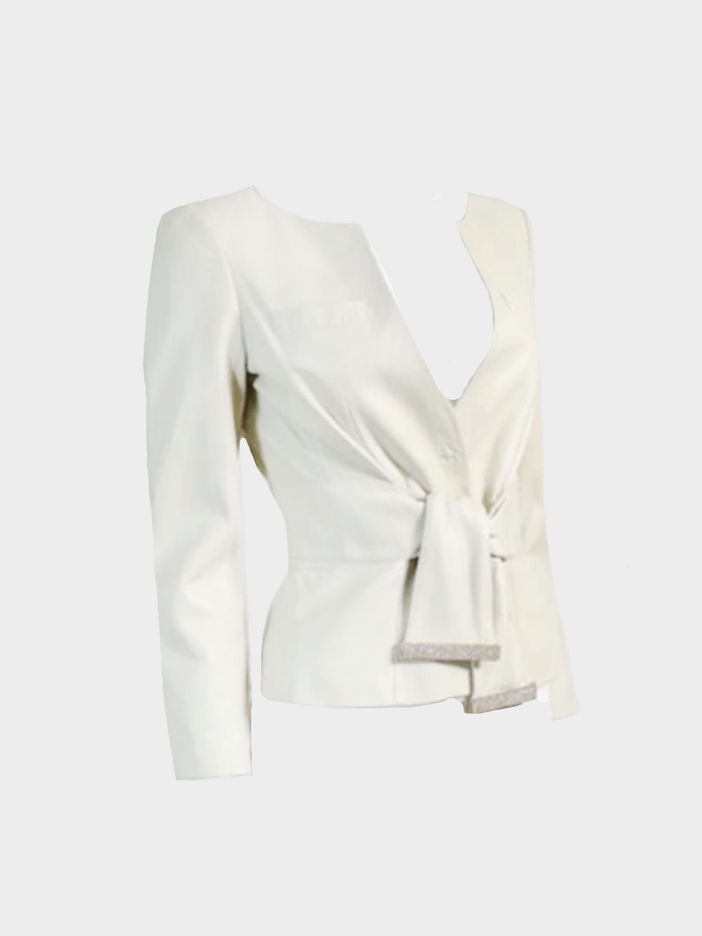 Valentino 2000s Beige Leather Tie Up Jacket