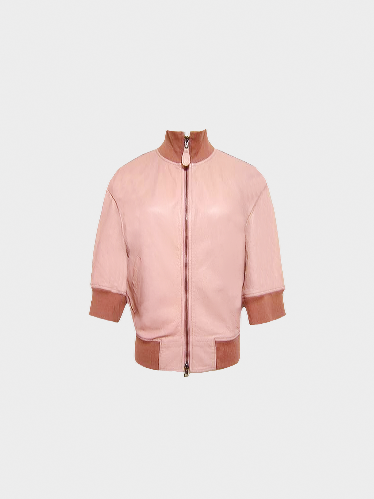 Jean Paul Gaultier 1990s Pink Beige Sheepskin Leather Short Sleeve Jacket