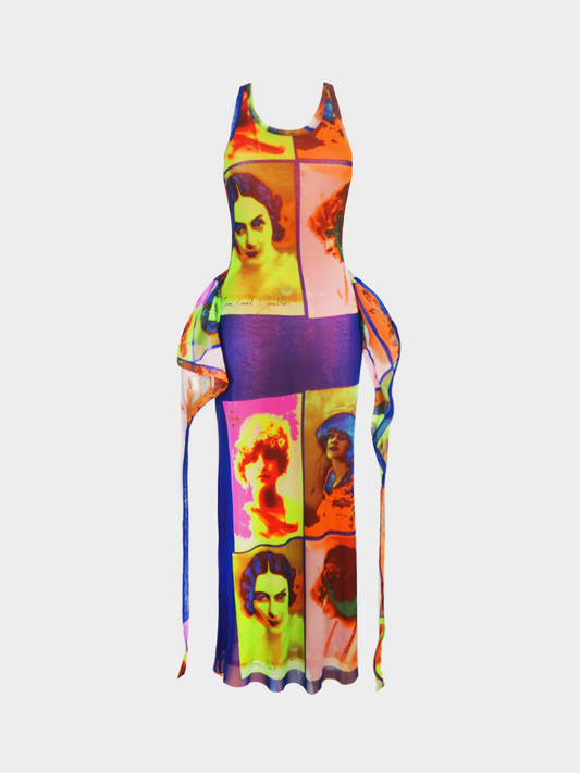 Jean Paul Gaultier SS 2002 Multicoloured "Pop Art" Printed Maxi Dress
