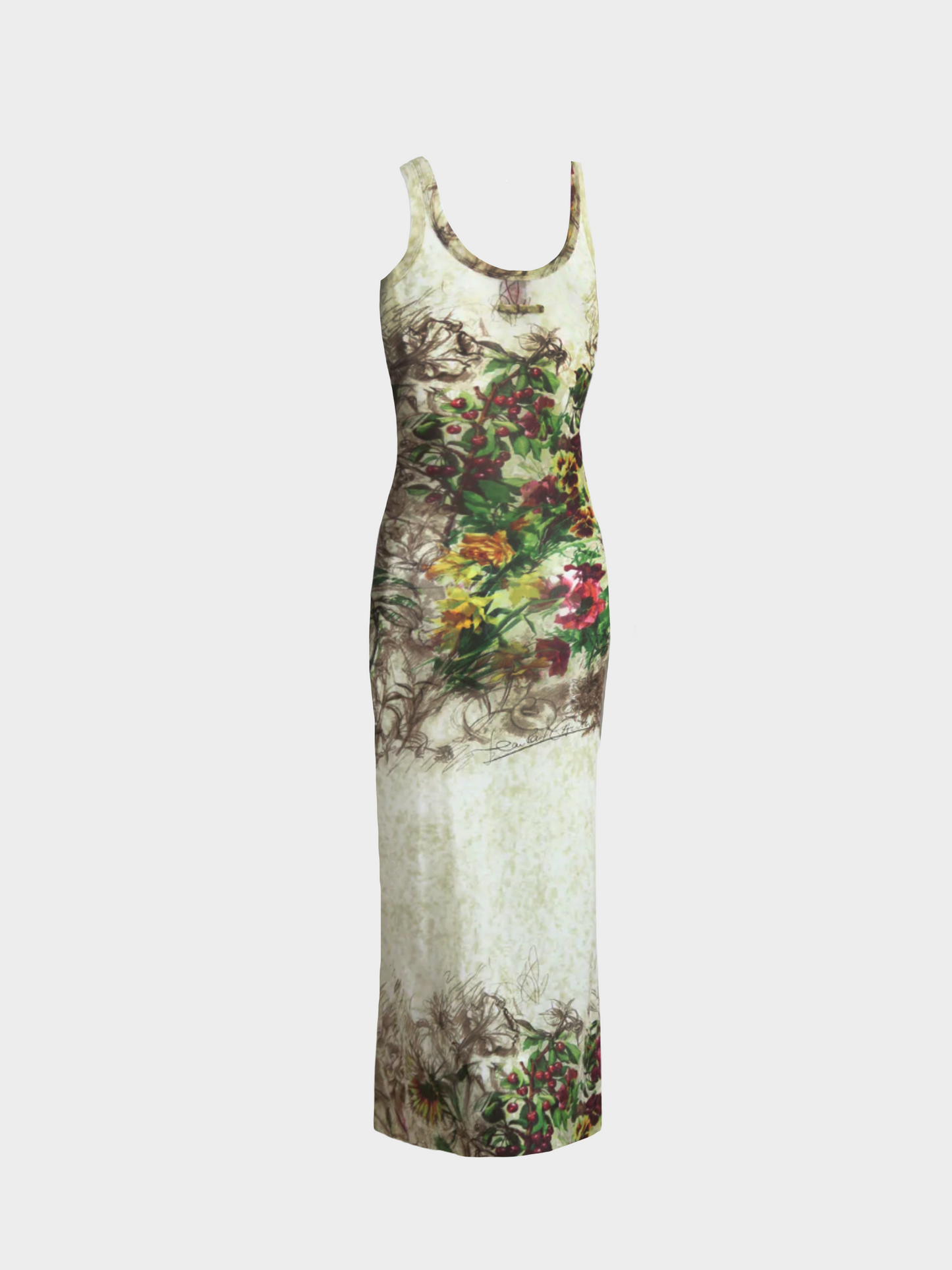 Jean Paul Gaultier SS 1999 Multicolour Floral Printed Maxi Dress