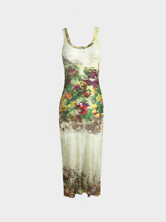 Jean Paul Gaultier SS 1999 Multicolour Floral Printed Maxi Dress