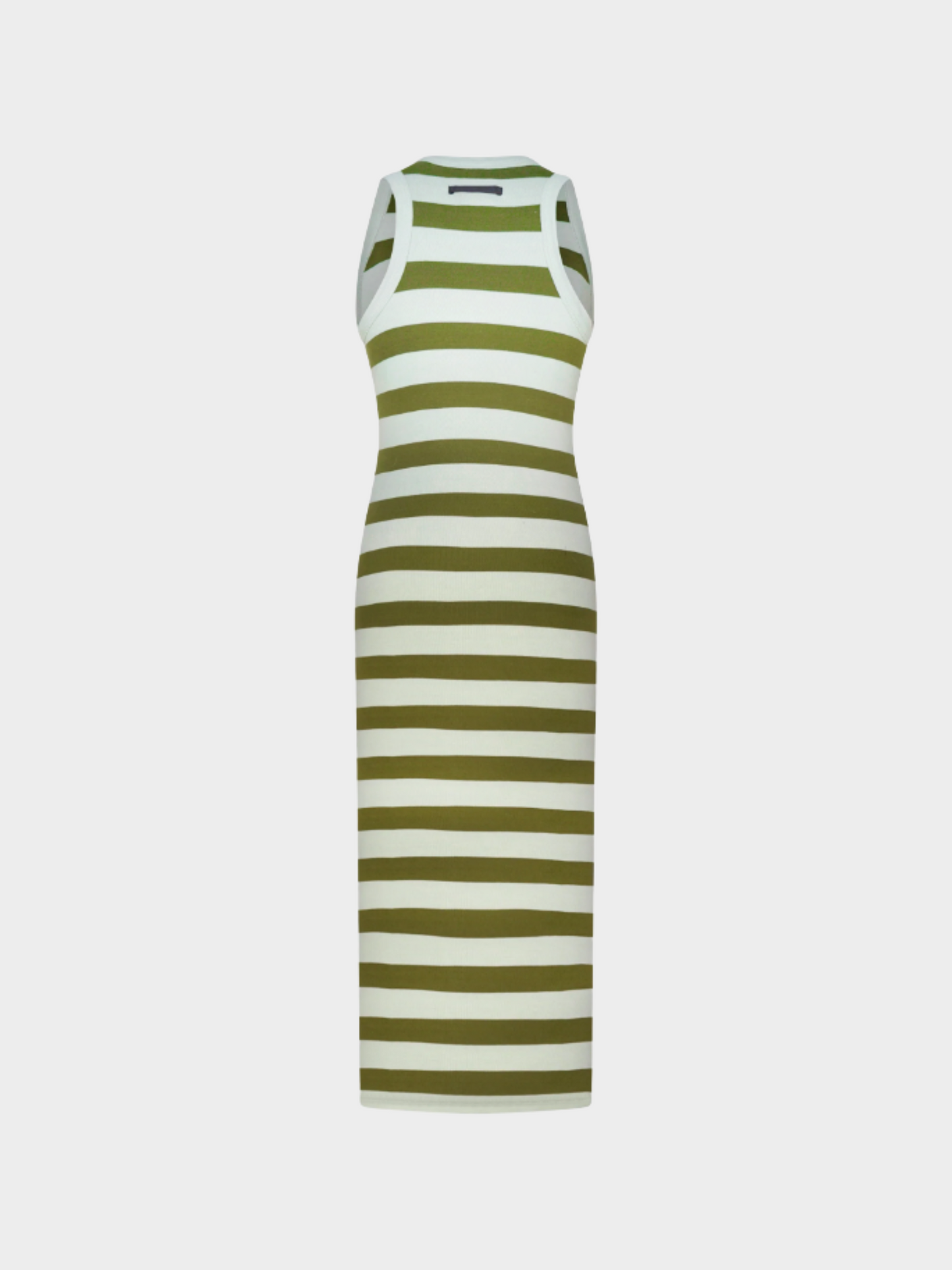 Jean Paul Gaultier 1990s Khaki and Ivory Striped Racerback Jersey Maxi Dress