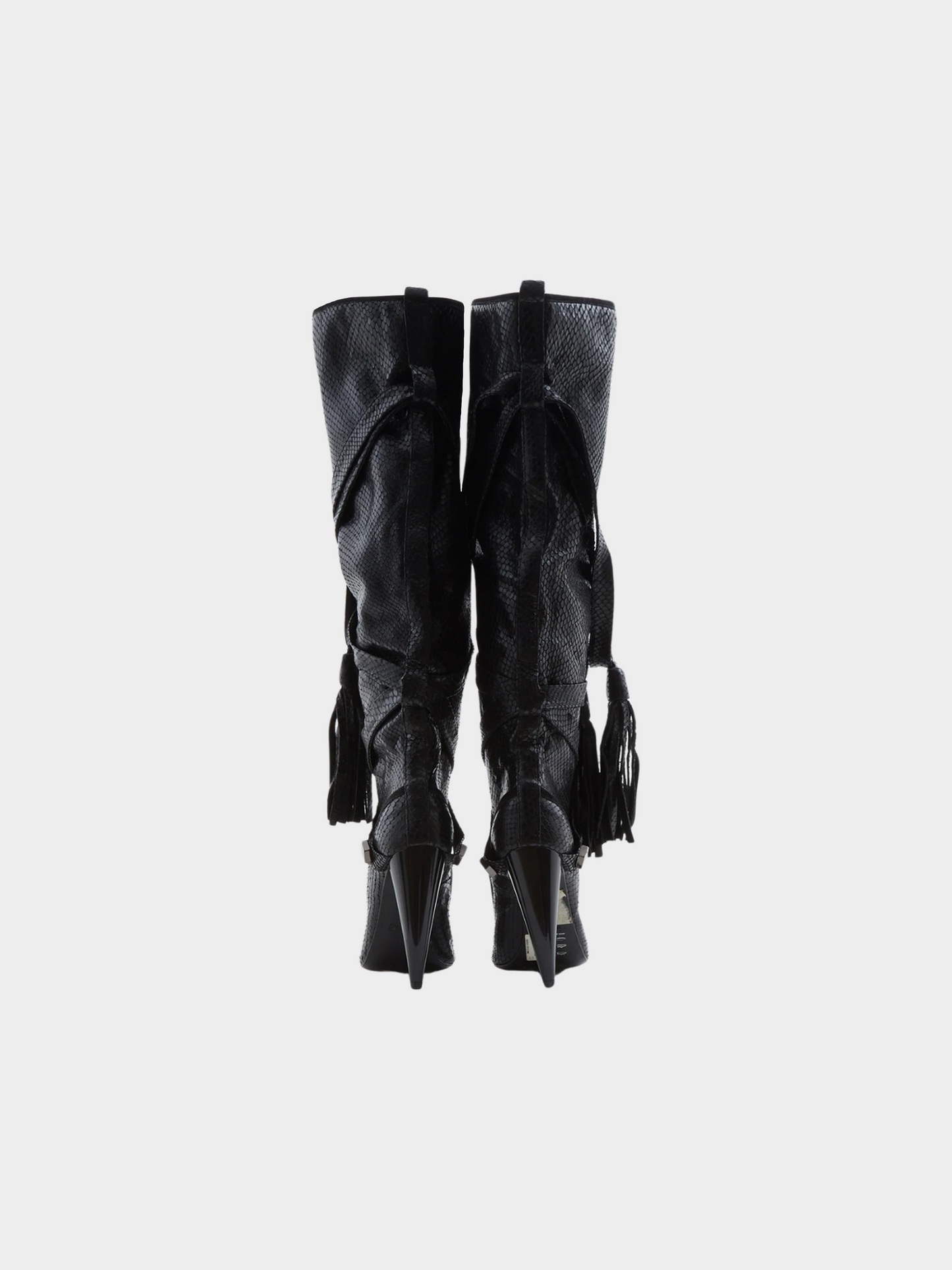 John Galliano 20000s Black Snakeskin Cone Heel Boots