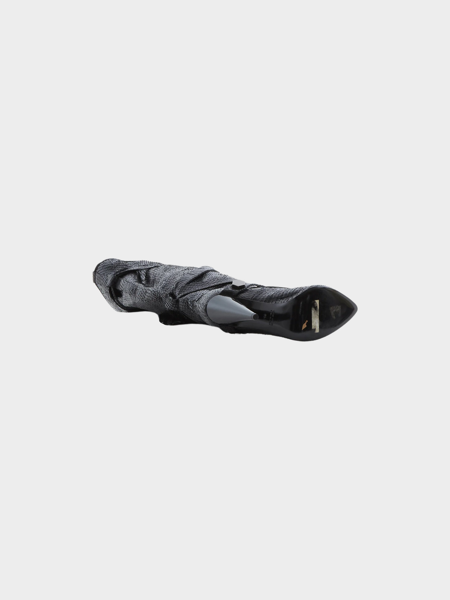 John Galliano 20000s Black Snakeskin Cone Heel Boots