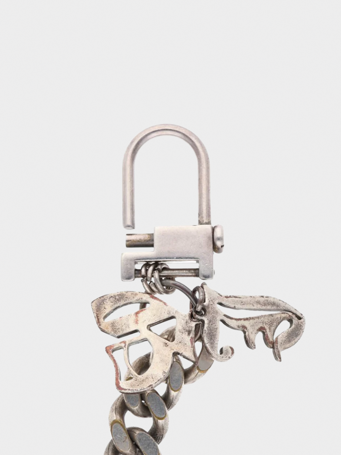 John Galliano 2000s Silver Logo Charm Chainlink Necklace