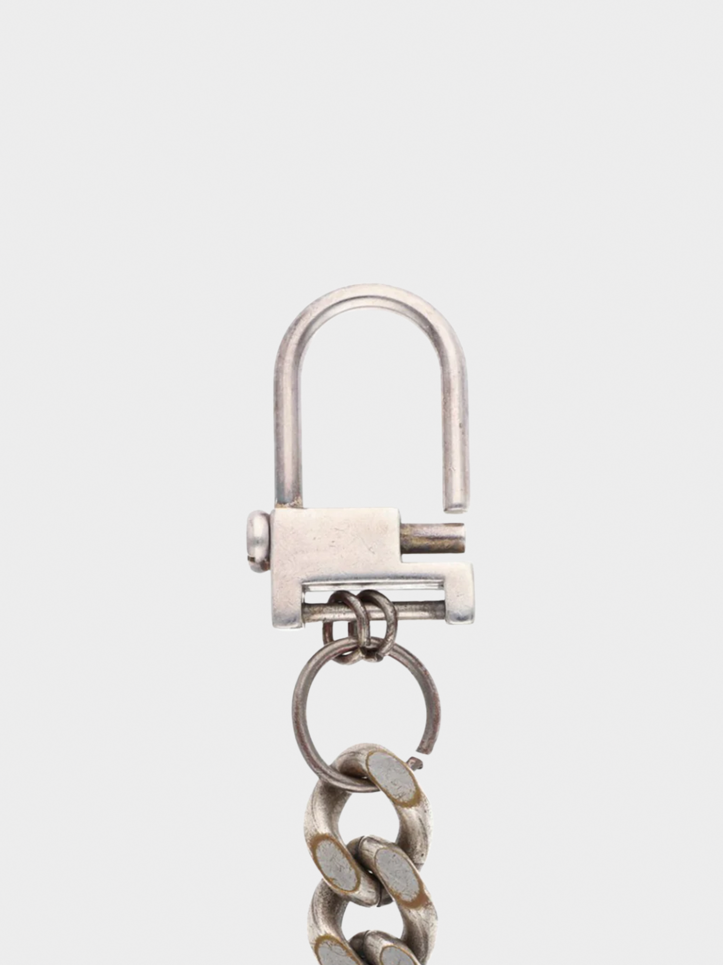 John Galliano 2000s Silver Logo Charm Chainlink Necklace