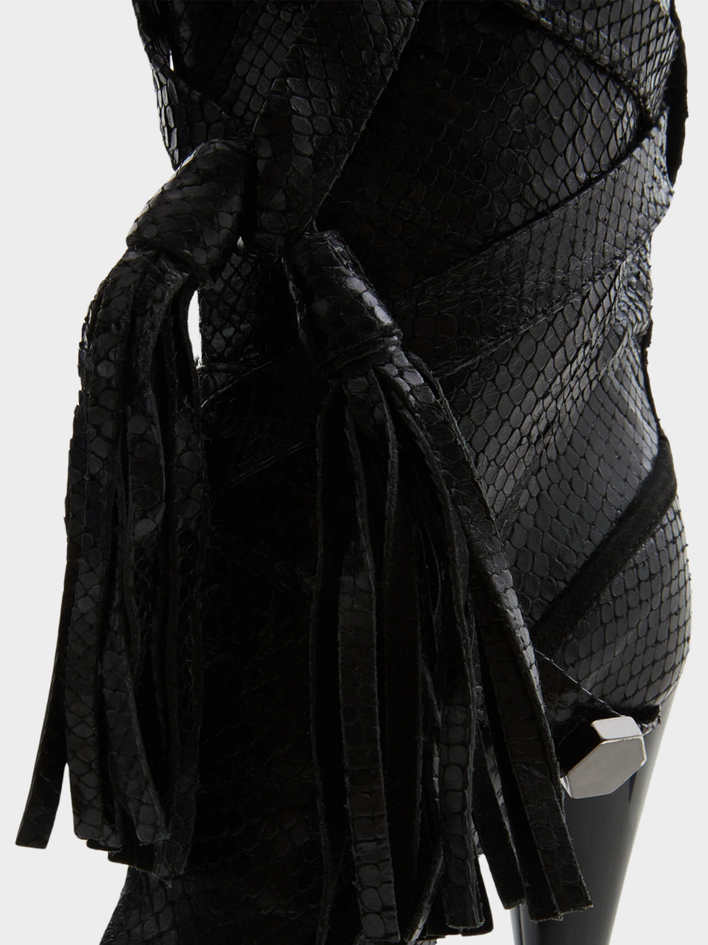 John Galliano 20000s Black Snakeskin Cone Heel Boots