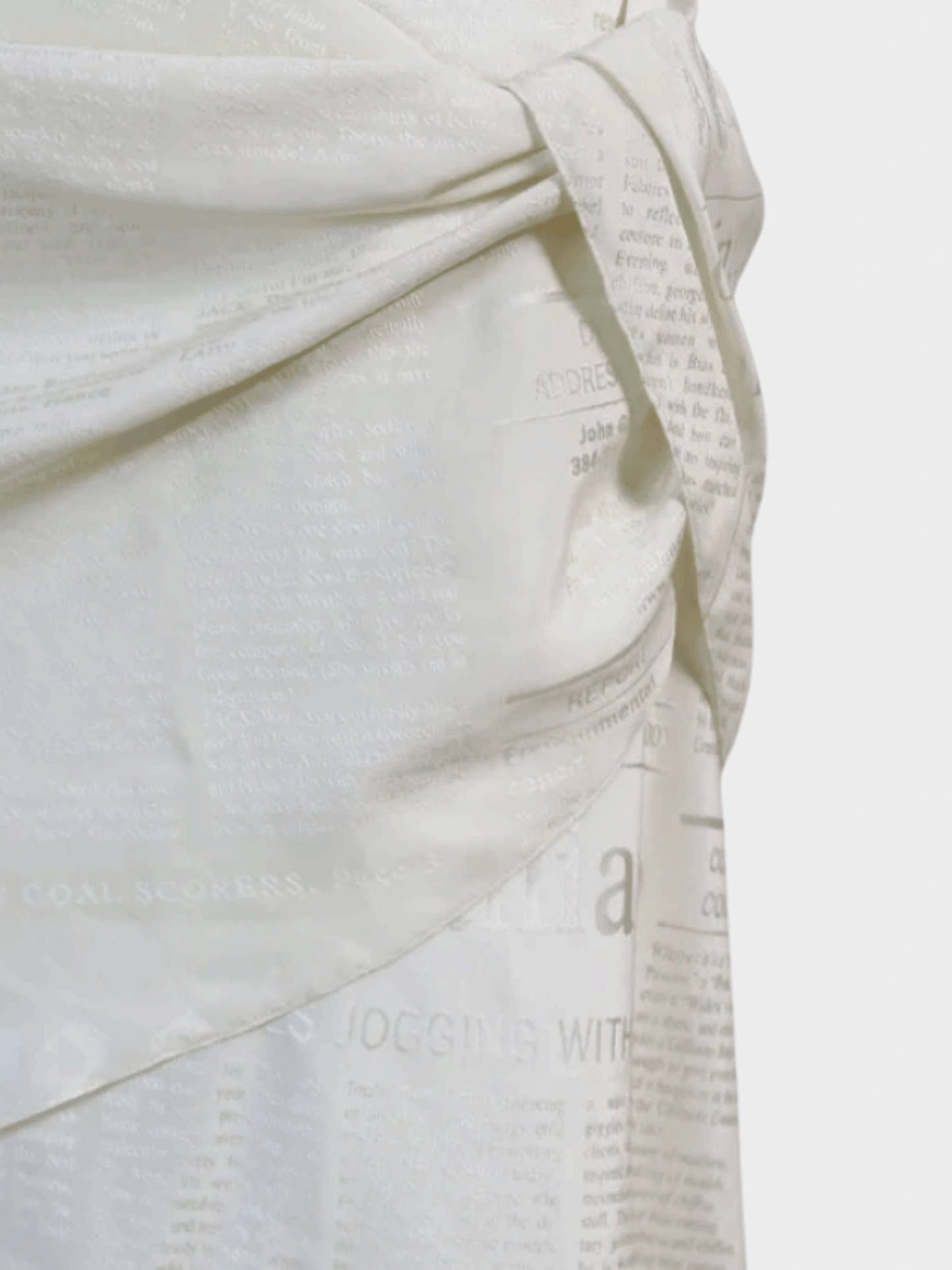 John Galliano 2000s White Silk Newspaper Skirt