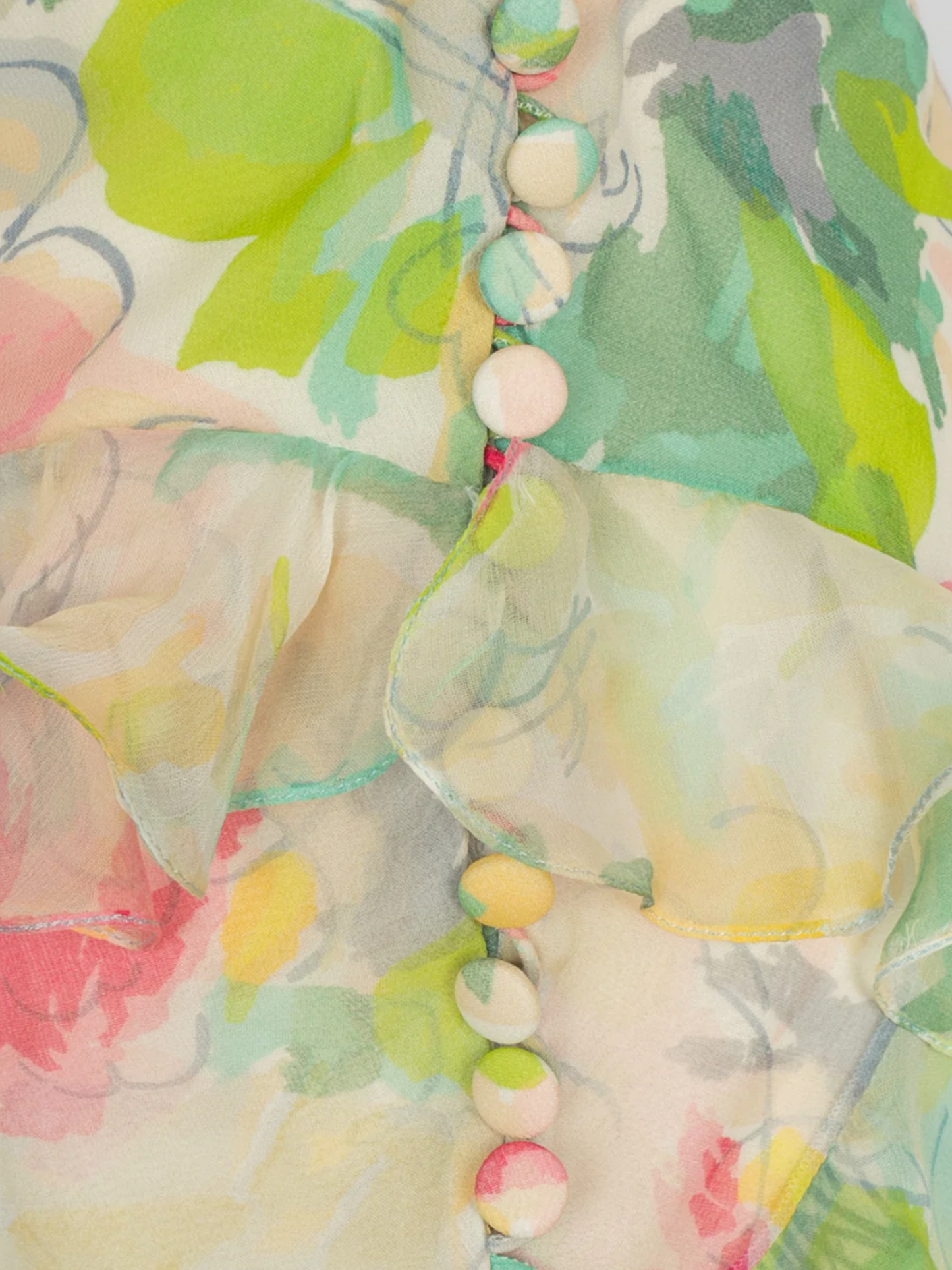 John Galliano 2000s Pastel Floral Silk Midi Skirt