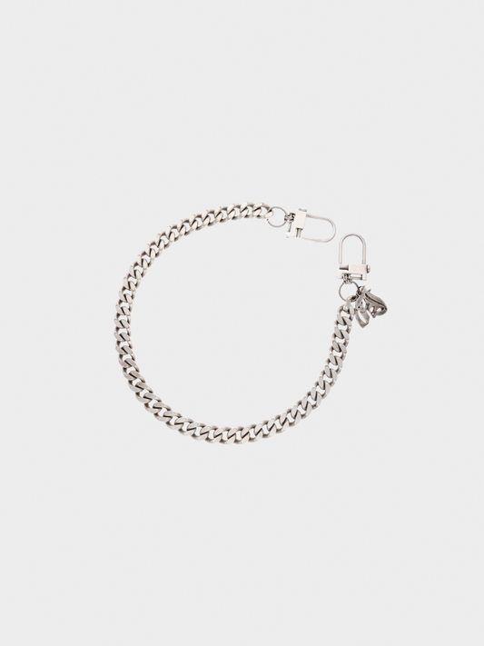 John Galliano 2000s Silver Logo Charm Chainlink Necklace