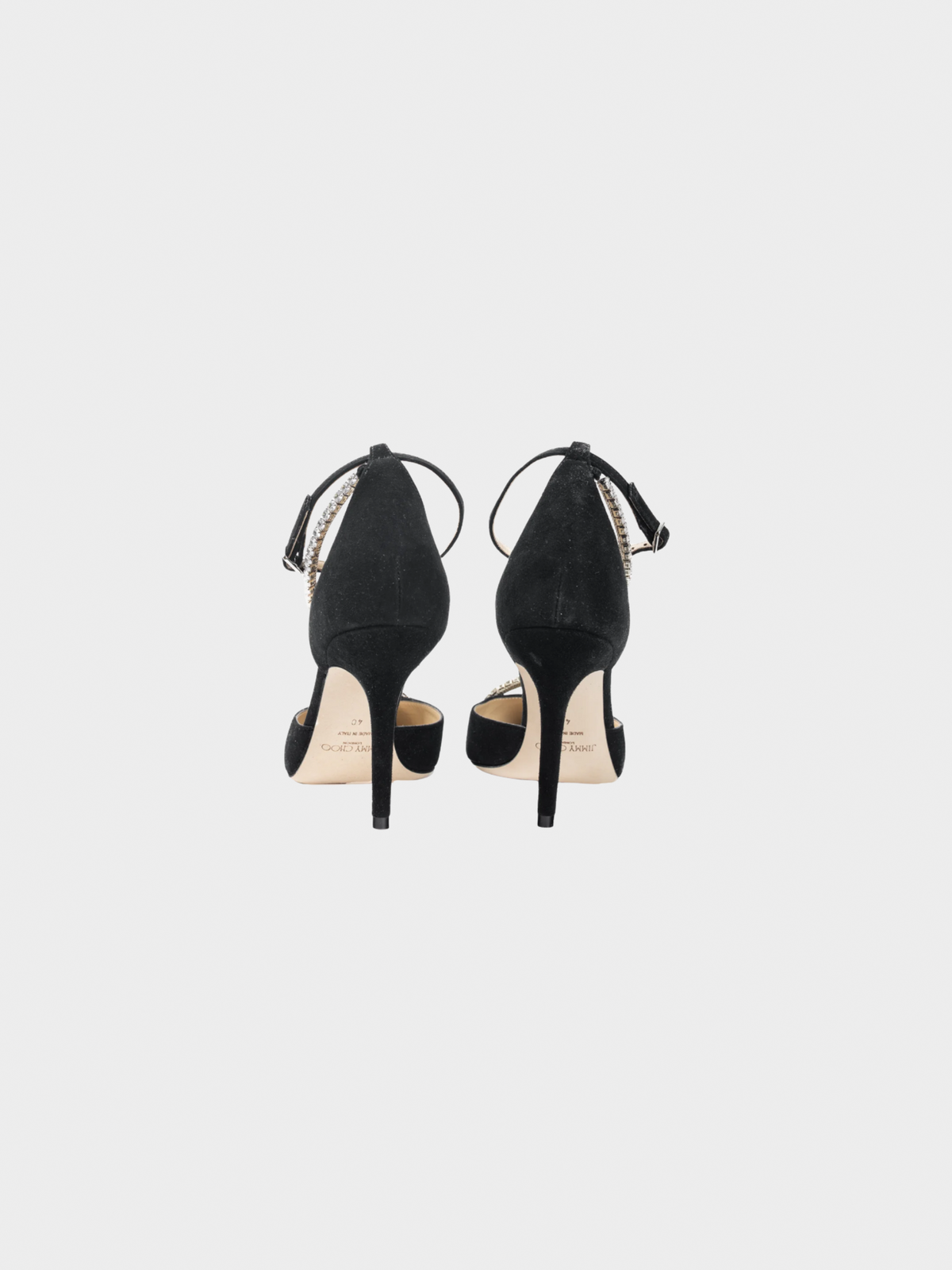 Jimmy Choo 2000s Talika 85 Black Suede Crystal-Chain Pumps