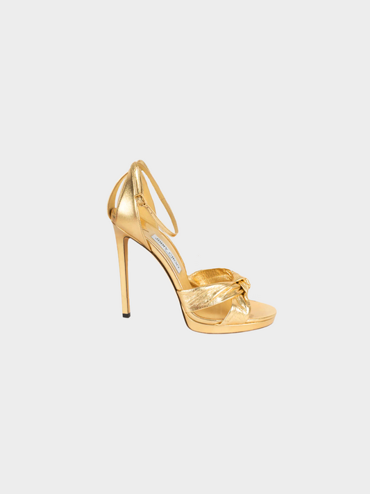 Jimmy Choo 2020s Rosie 120 Gold Leather Stilettos