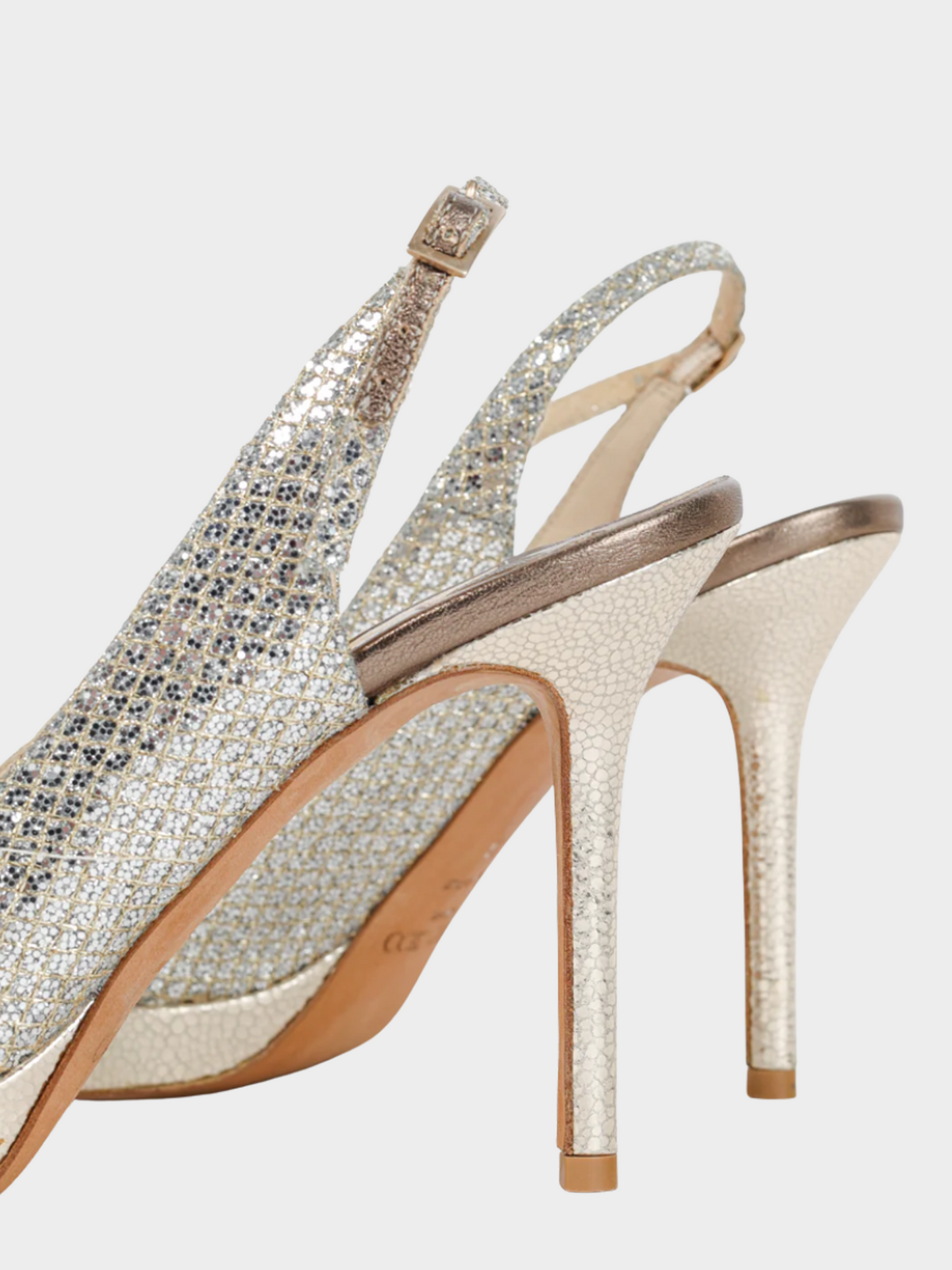 Jimmy Choo 2010s Silver Glitter Peep Toe Pumps