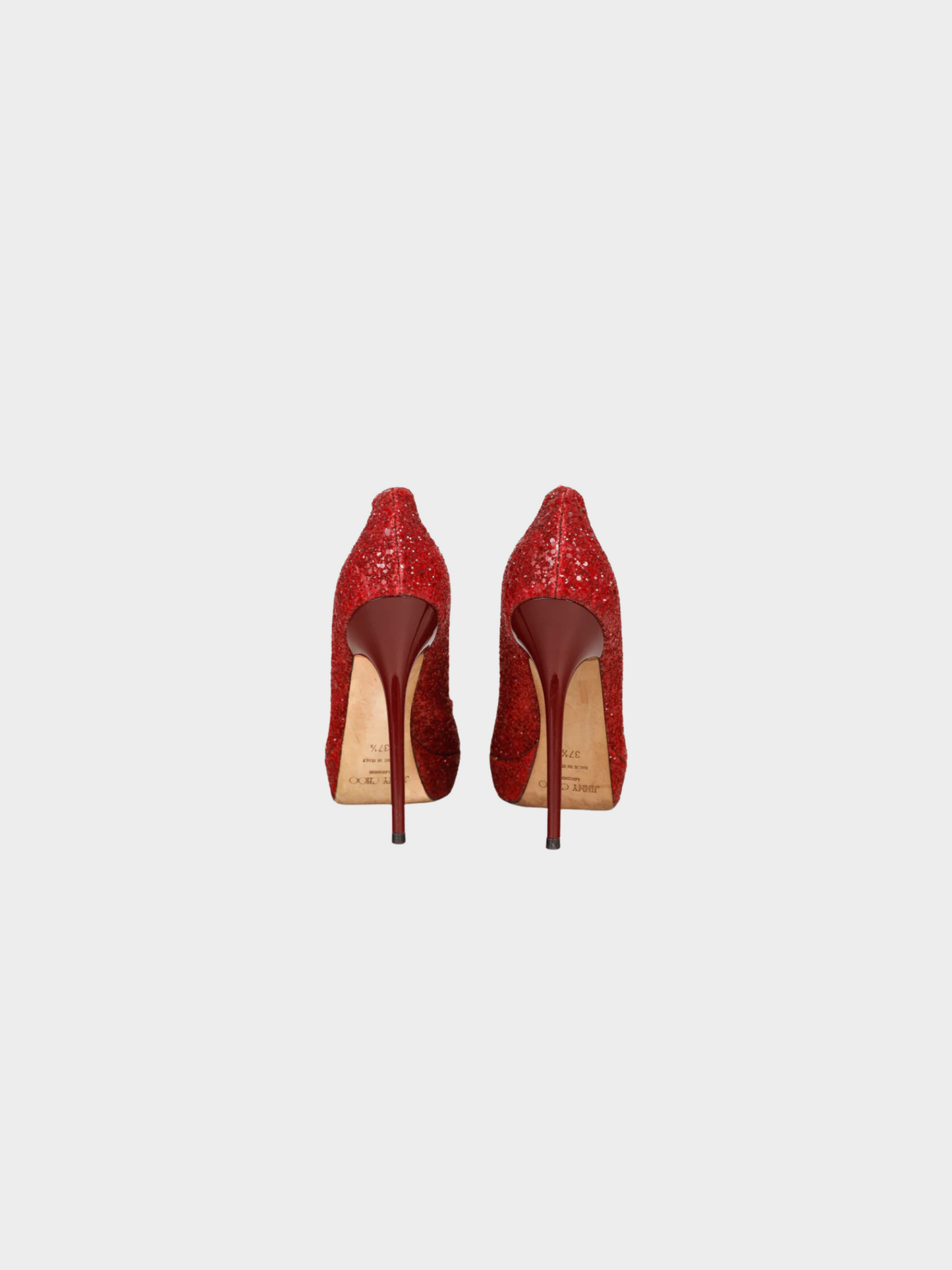 Jimmy Choo 2012 Crown Red Coarse Glitter Platform Pumps