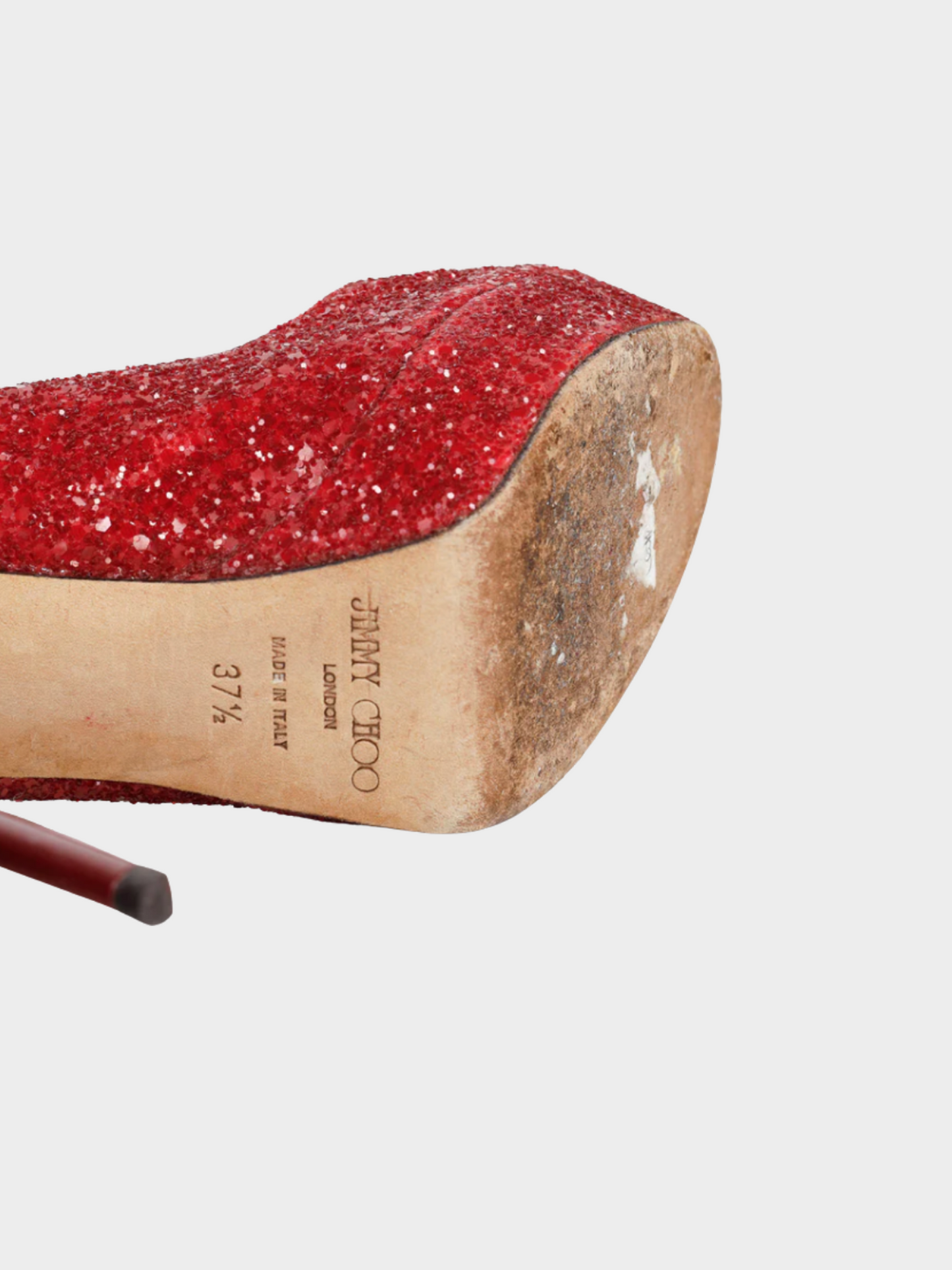 Jimmy Choo 2012 Crown Red Coarse Glitter Platform Pumps