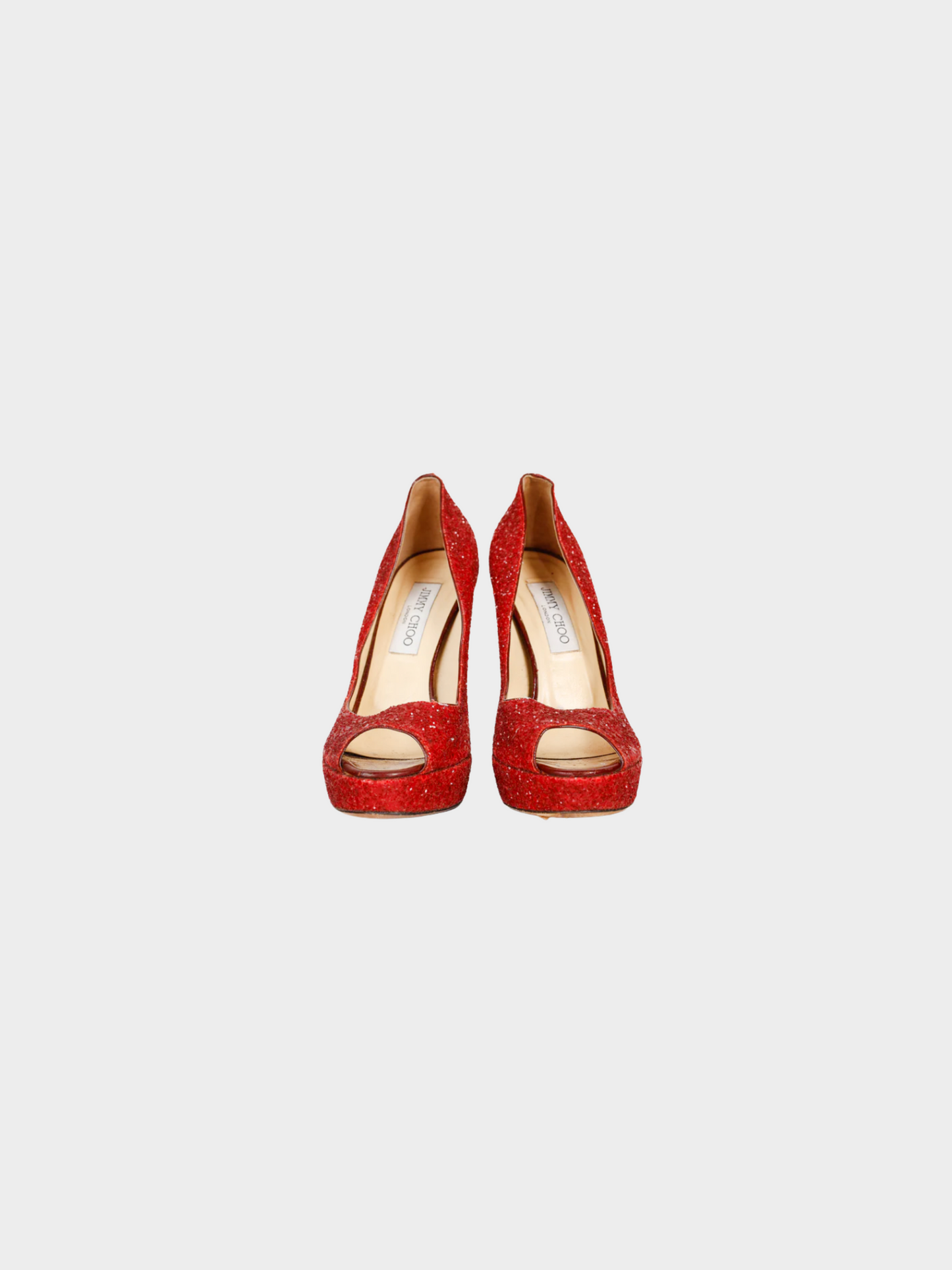 Jimmy Choo 2012 Crown Red Coarse Glitter Platform Pumps