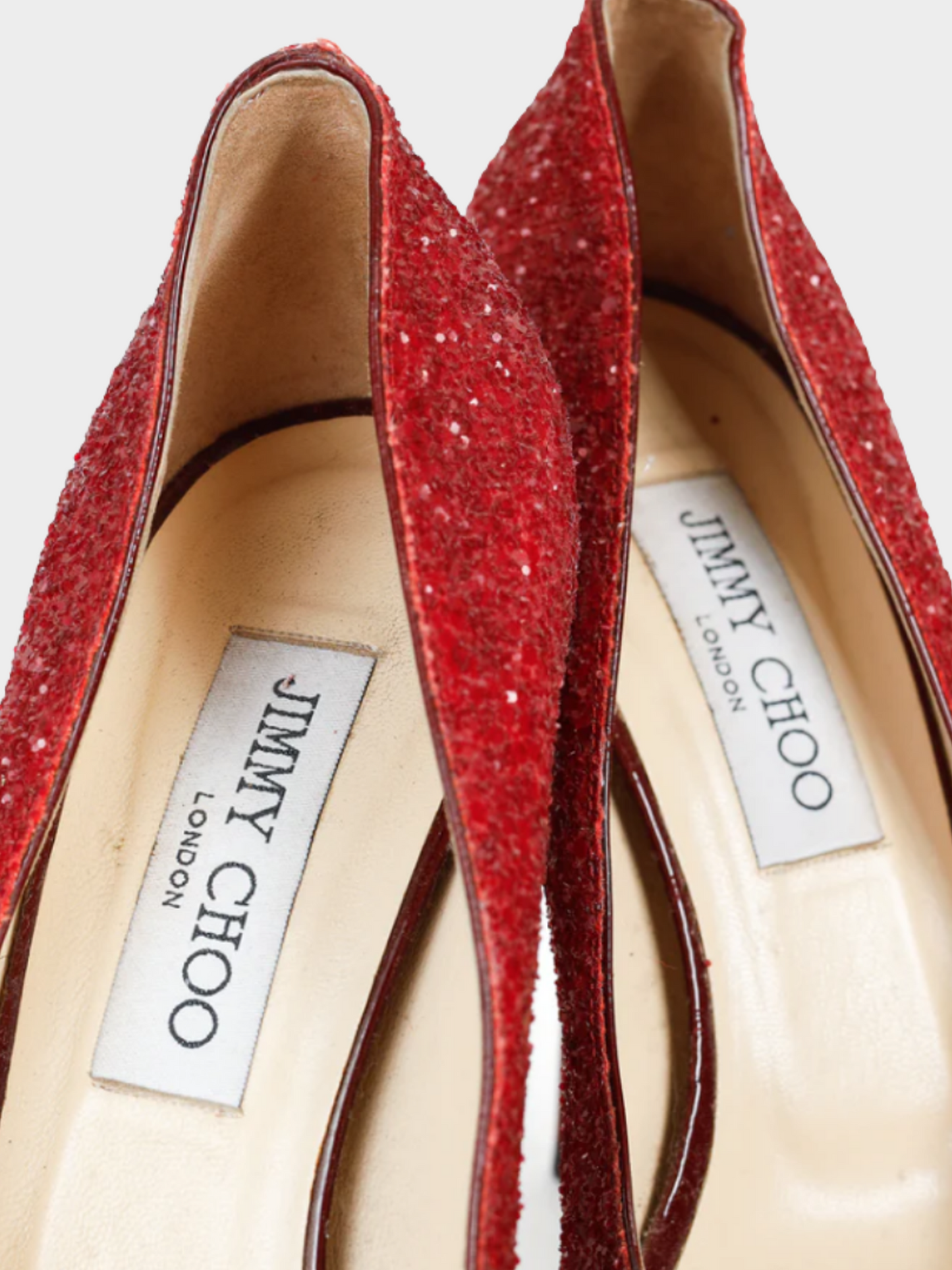 Jimmy Choo 2012 Crown Red Coarse Glitter Platform Pumps