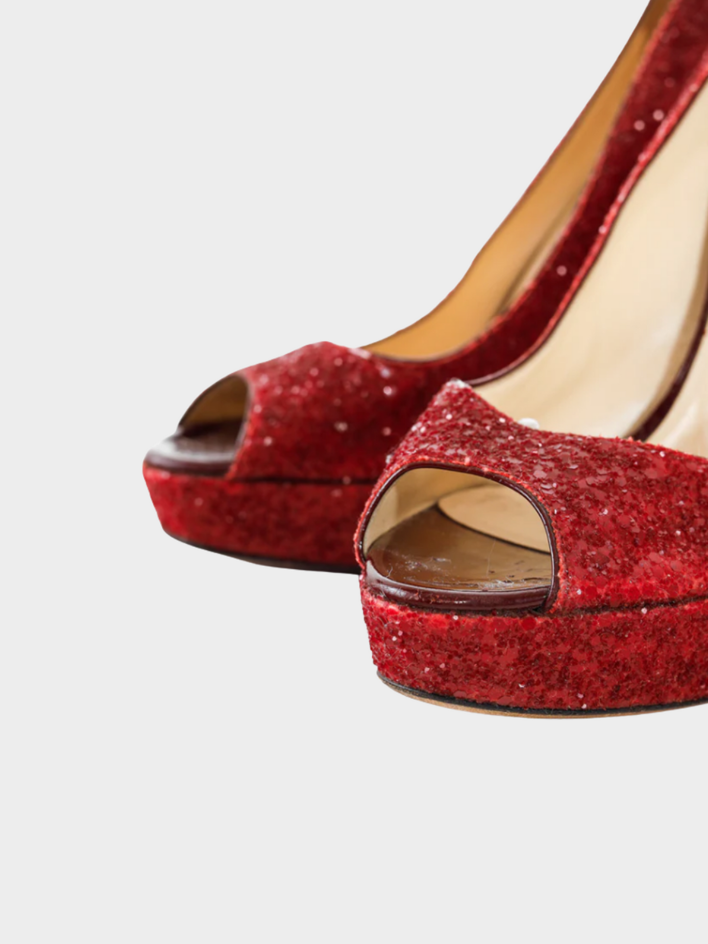 Jimmy Choo 2012 Crown Red Coarse Glitter Platform Pumps