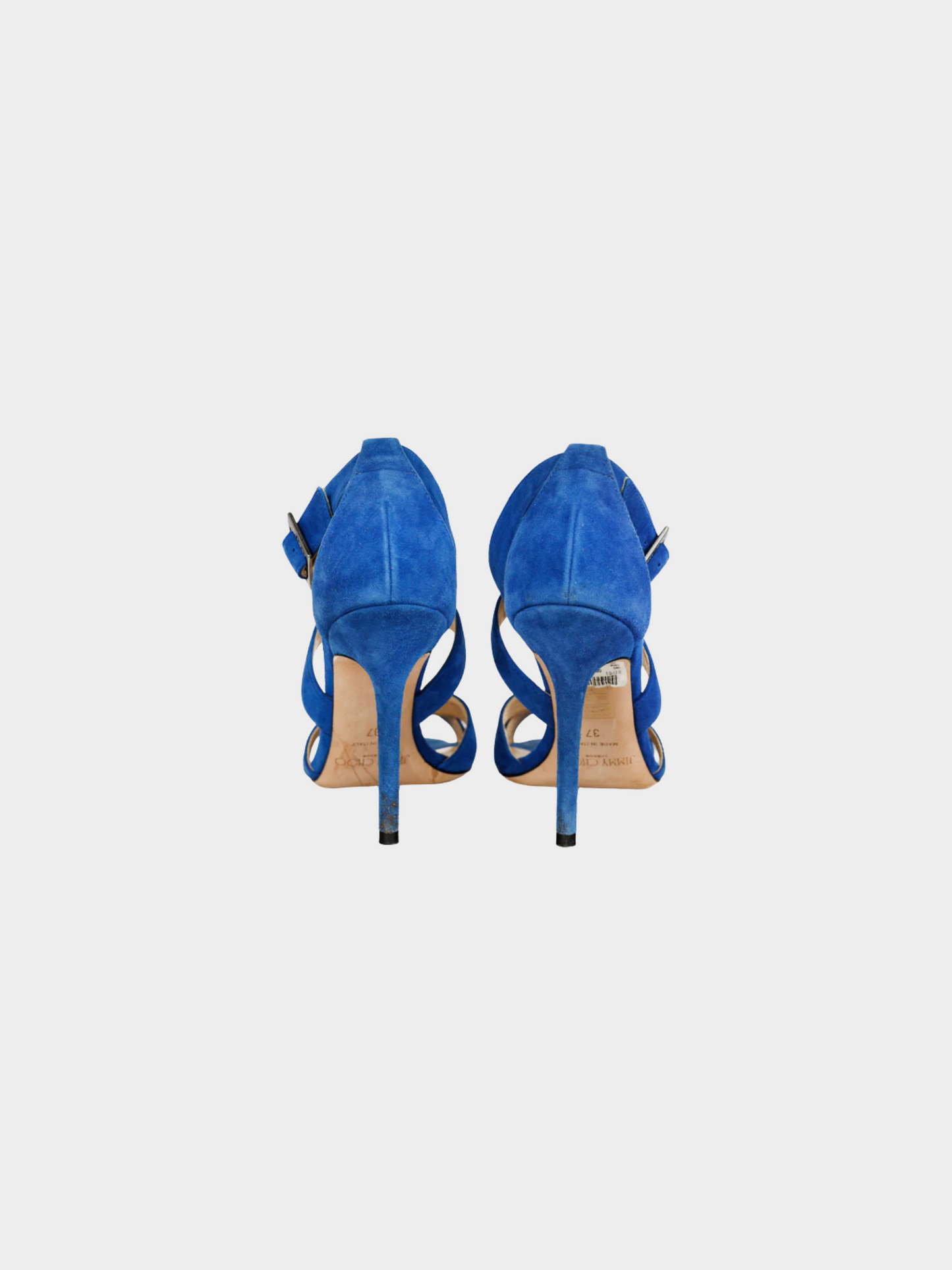 Jimmy Choo 2000s Blue Lottie Aegean Suede Strappy Sandals