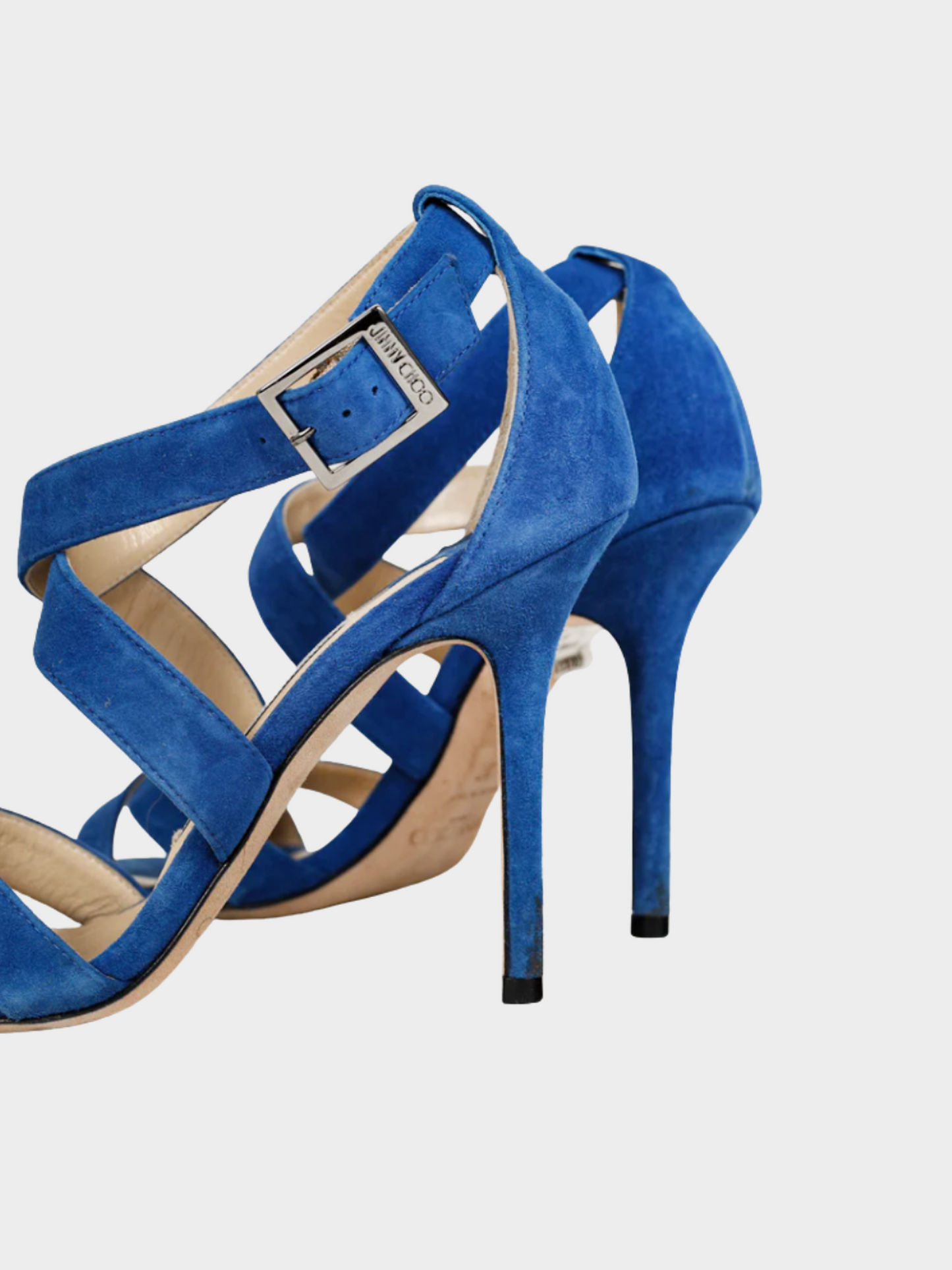 Jimmy Choo 2000s Blue Lottie Aegean Suede Strappy Sandals