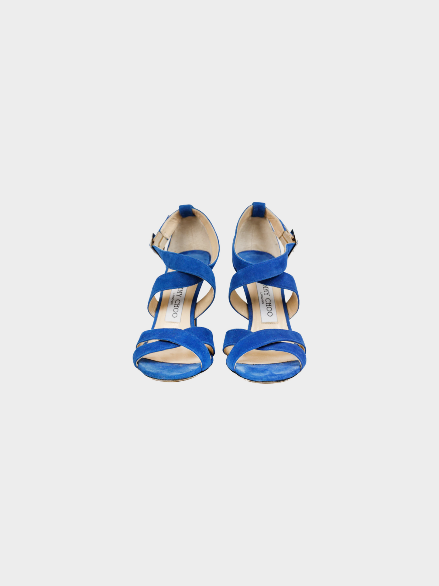 Jimmy Choo 2000s Blue Lottie Aegean Suede Strappy Sandals