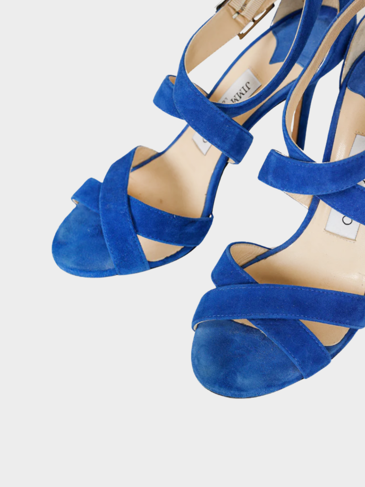 Jimmy Choo 2000s Blue Lottie Aegean Suede Strappy Sandals