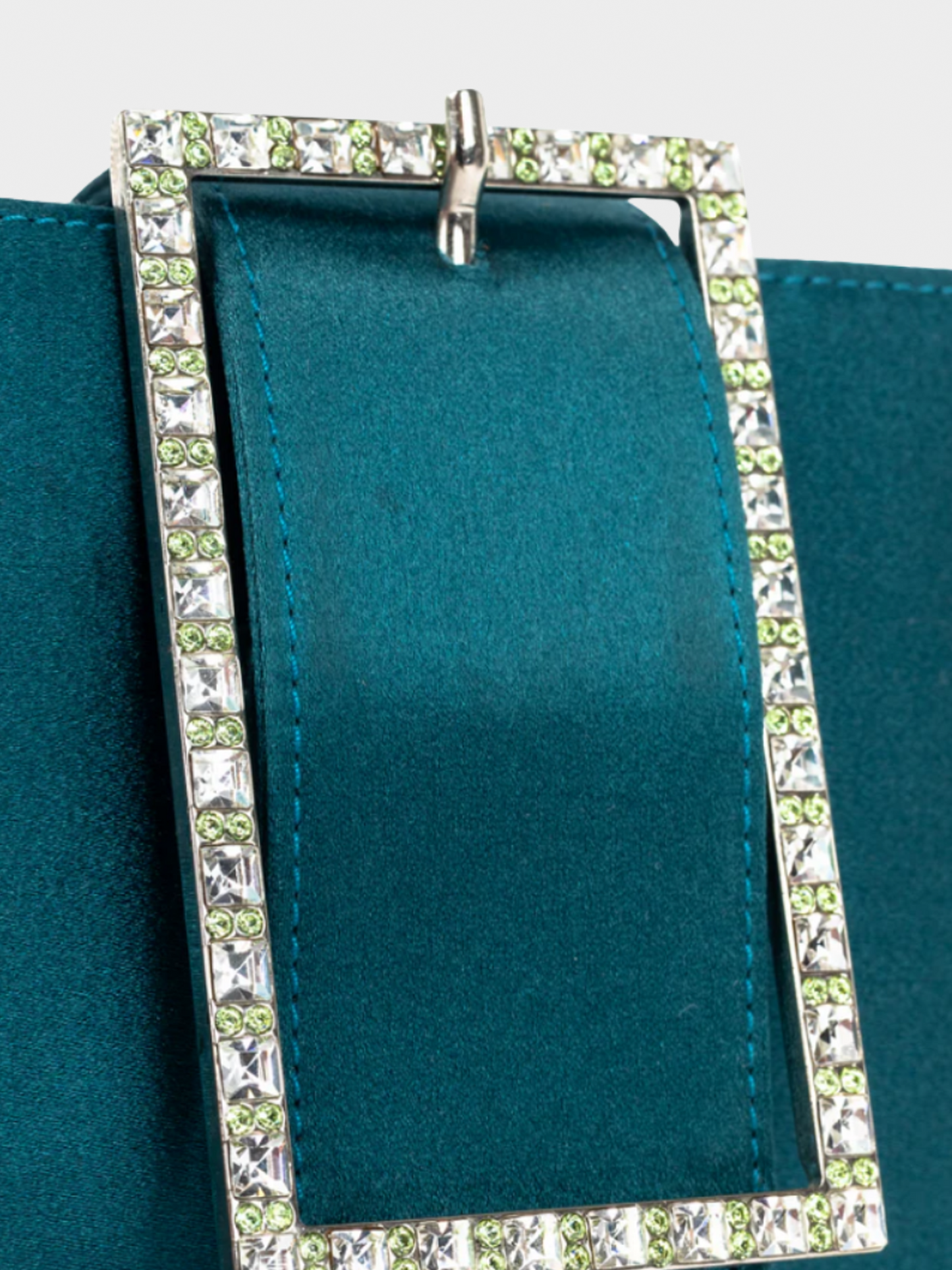 Jimmy Choo 2000s Teal Satin Crystal-Buckle Baguette