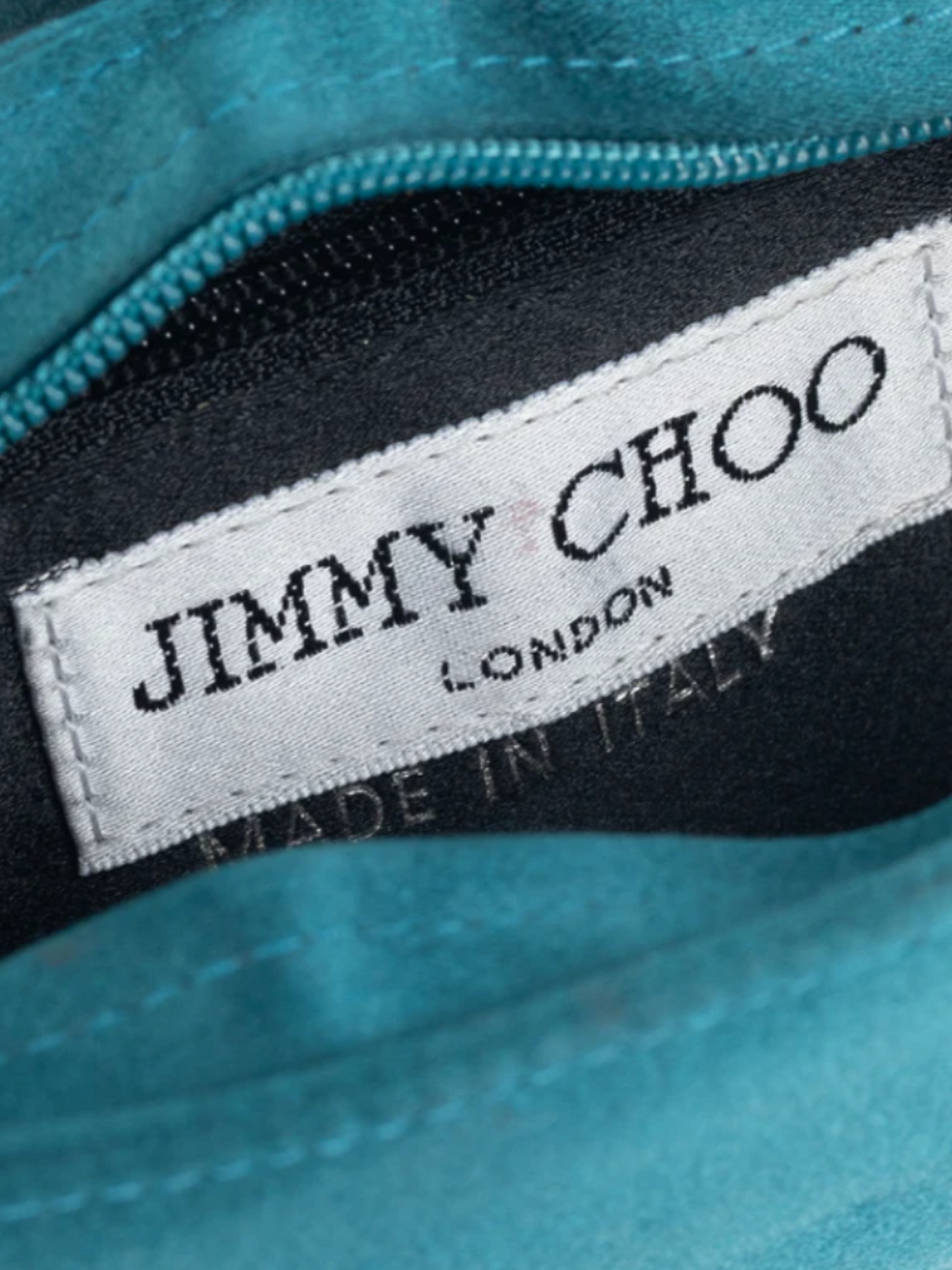 Jimmy Choo 2000s Teal Satin Crystal-Buckle Baguette