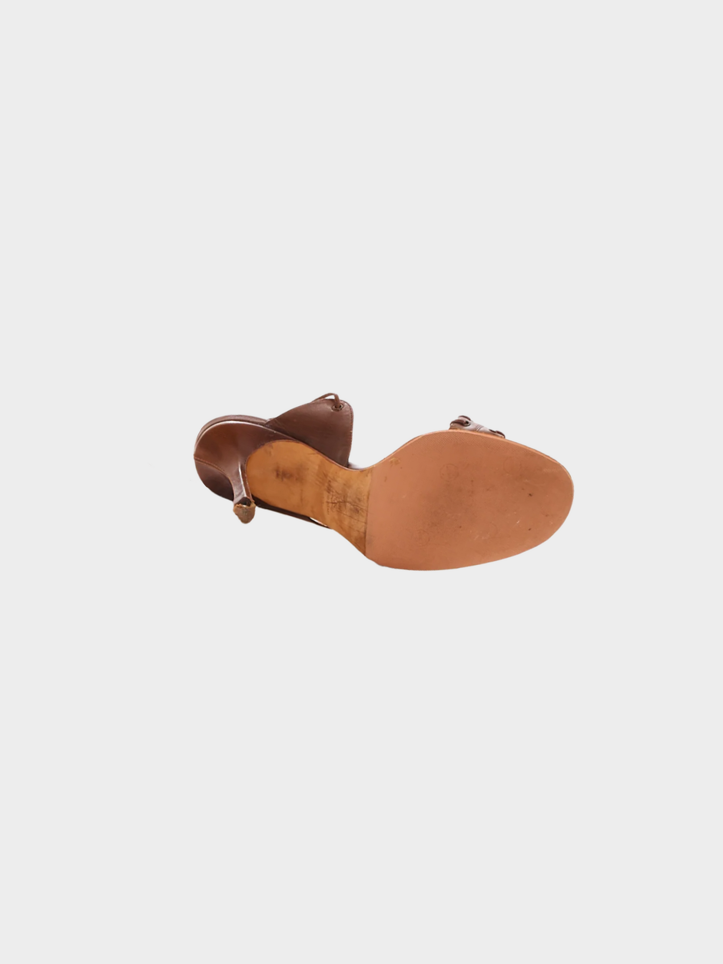 Jimmy Choo 2000s Brown Leather Corset Ankle Wrap Heeled Sandals