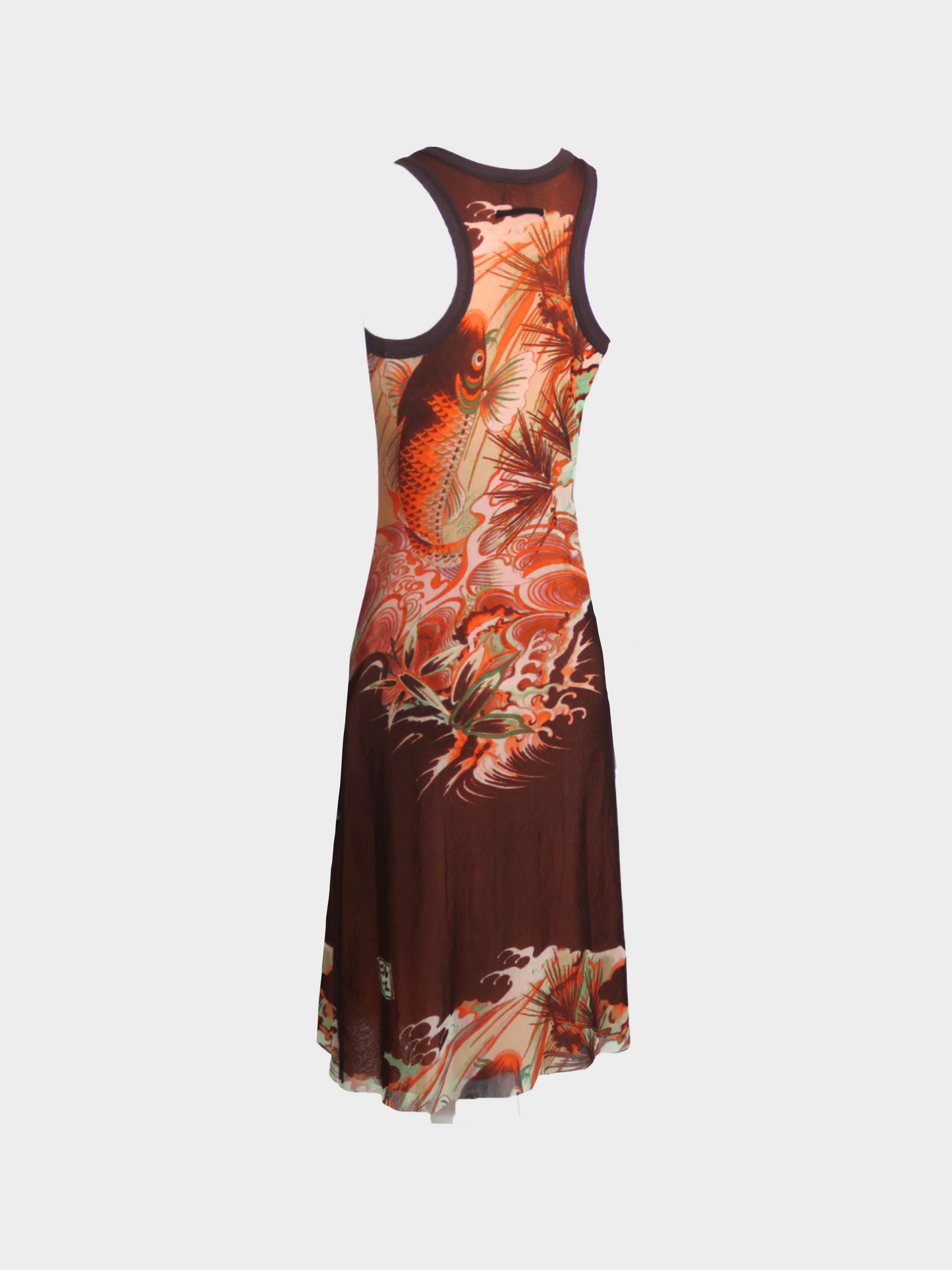Jean Paul Gaultier 2000s Red "Koi" Printed Midi Dress