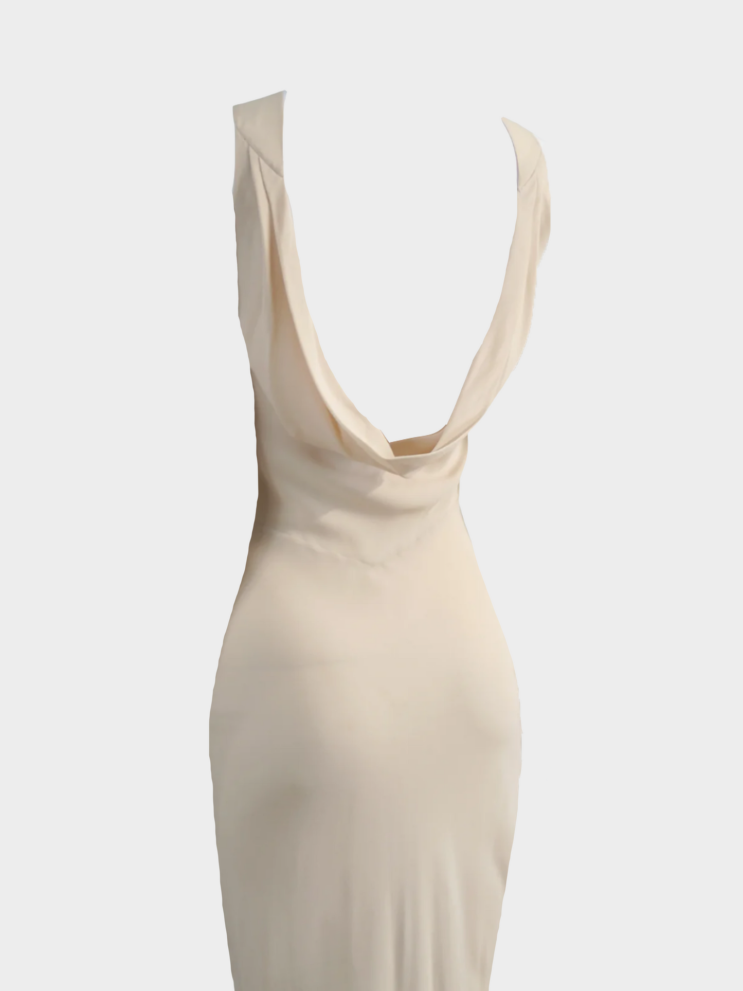 John Galliano 2000s Beige Silk Halter Maxi Evening Dress