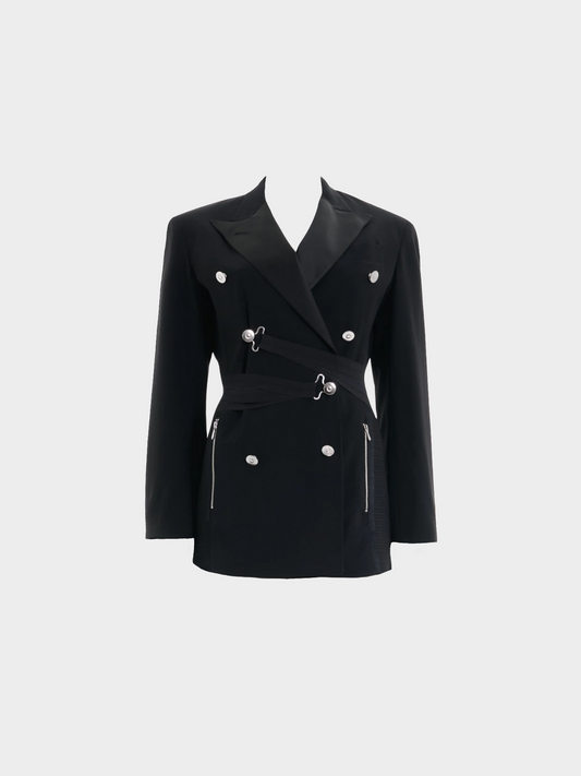 Jean Paul Gaultier SS 1992 Black Wool Double Breasted Bondage Jacket